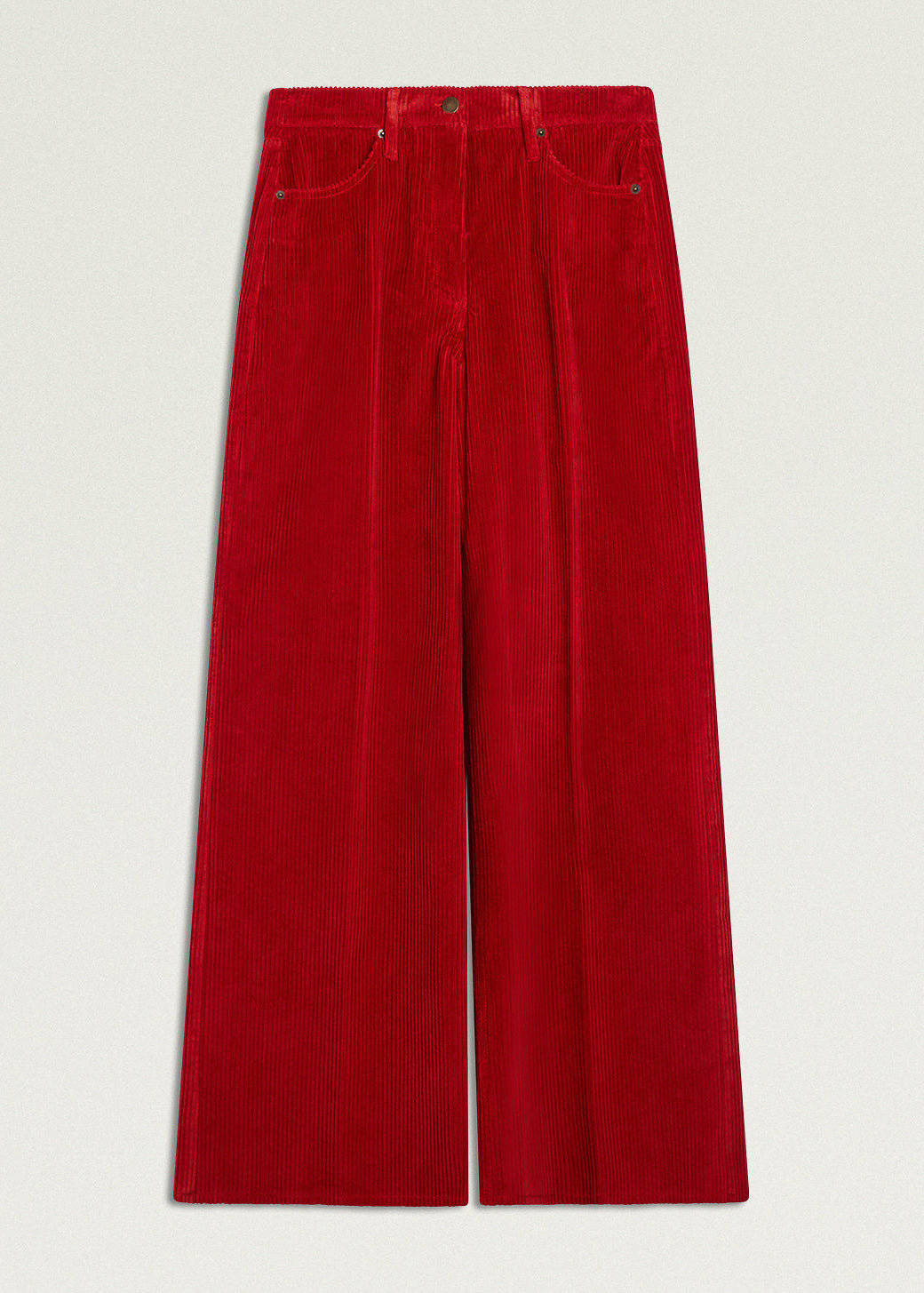 MOPA042-26631MO-0350   PANTALONE A TAGLIO AOKI BIS IN VELLUTO A COSTE STRETCH - ROSSO