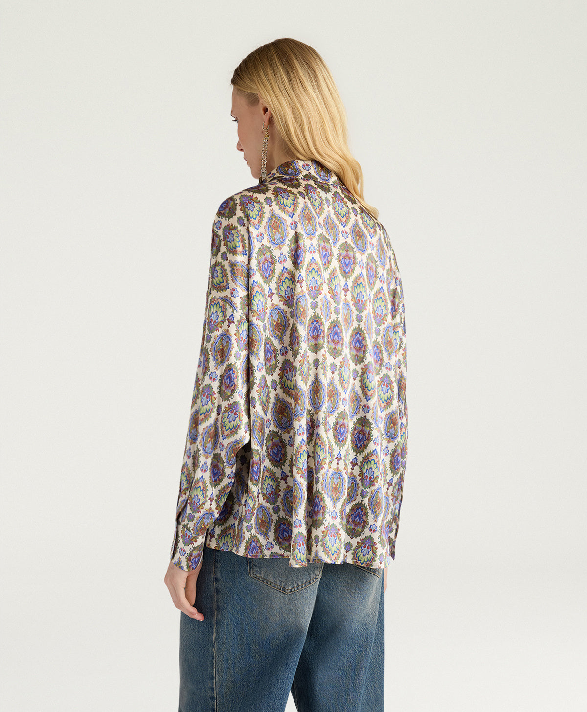 MOSH017-26604MO-1045  CAMICIA FLAU IN CRÊPE DE CHINE DI SETA STAMPATO - MULTICOLOR PANNA