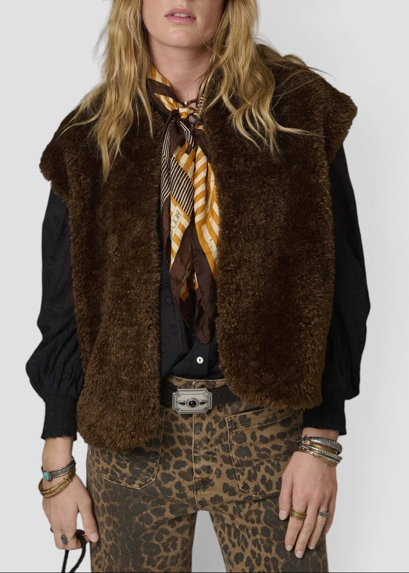 GINA   GILET ORSETTO DONNA BROWN