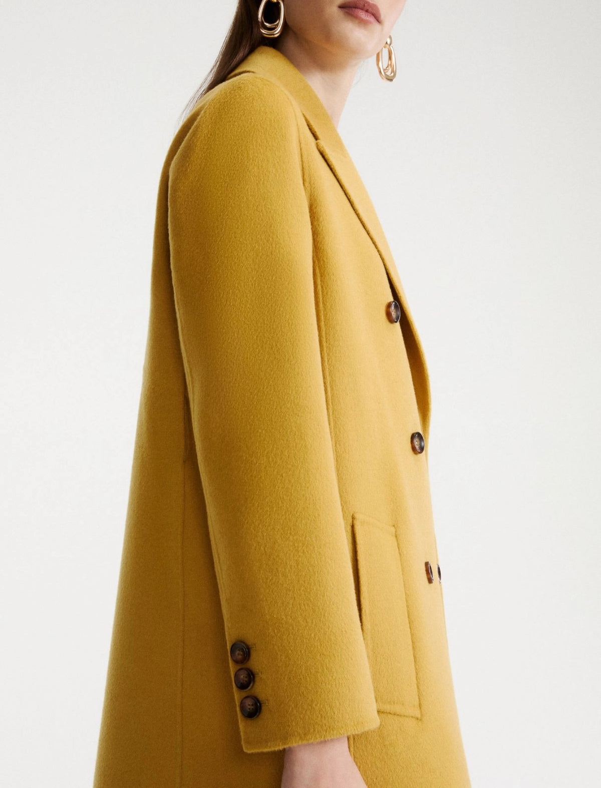 MLLLAGHI Cappotto in double di pura lana - SENAPE