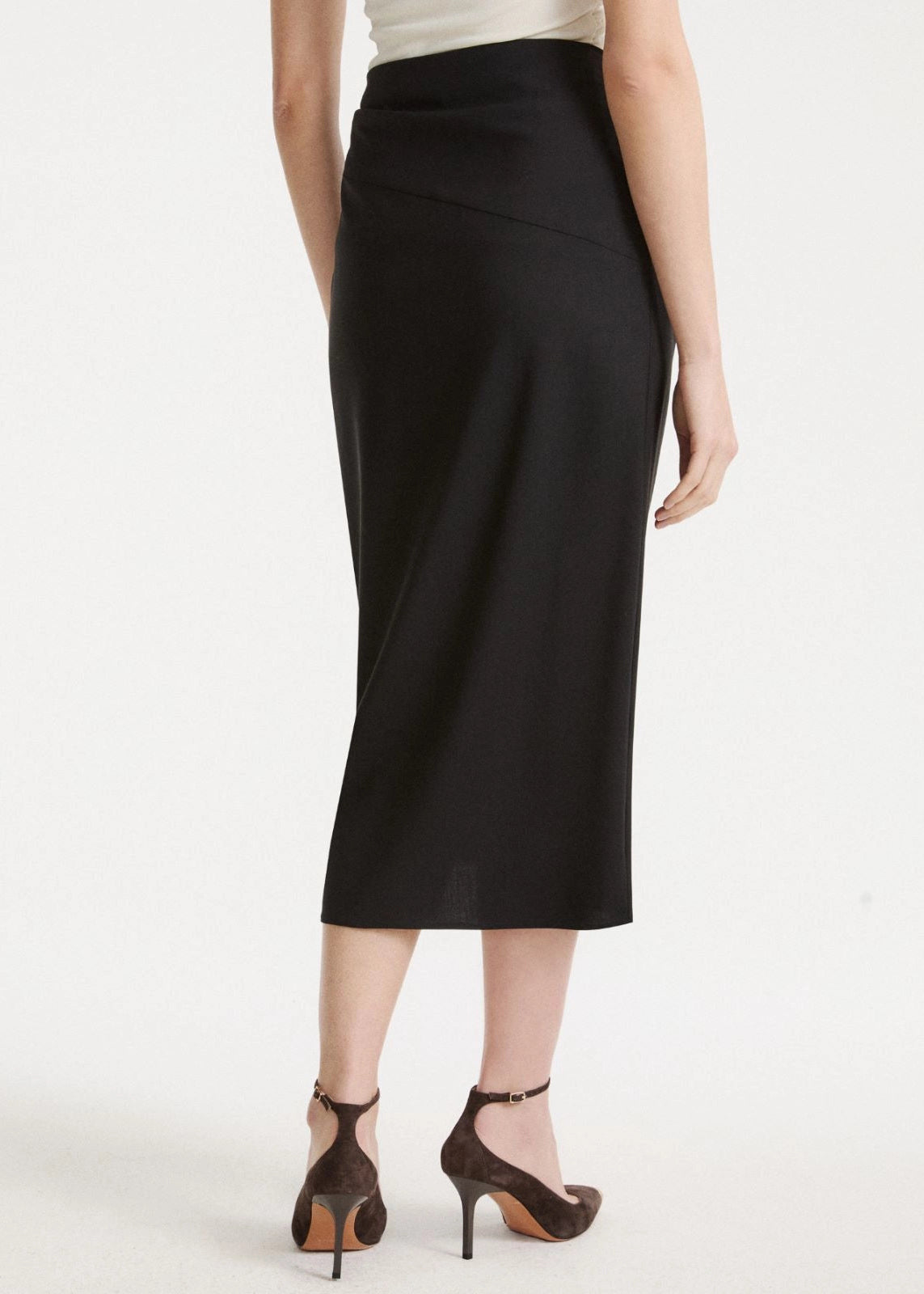 MLLZAMPA Gonna a tubino in lana stretch - NERO