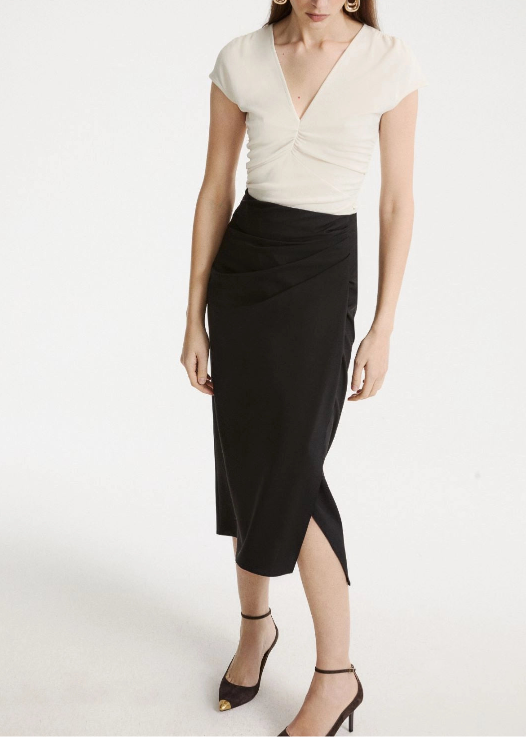 MLLZAMPA Gonna a tubino in lana stretch - NERO