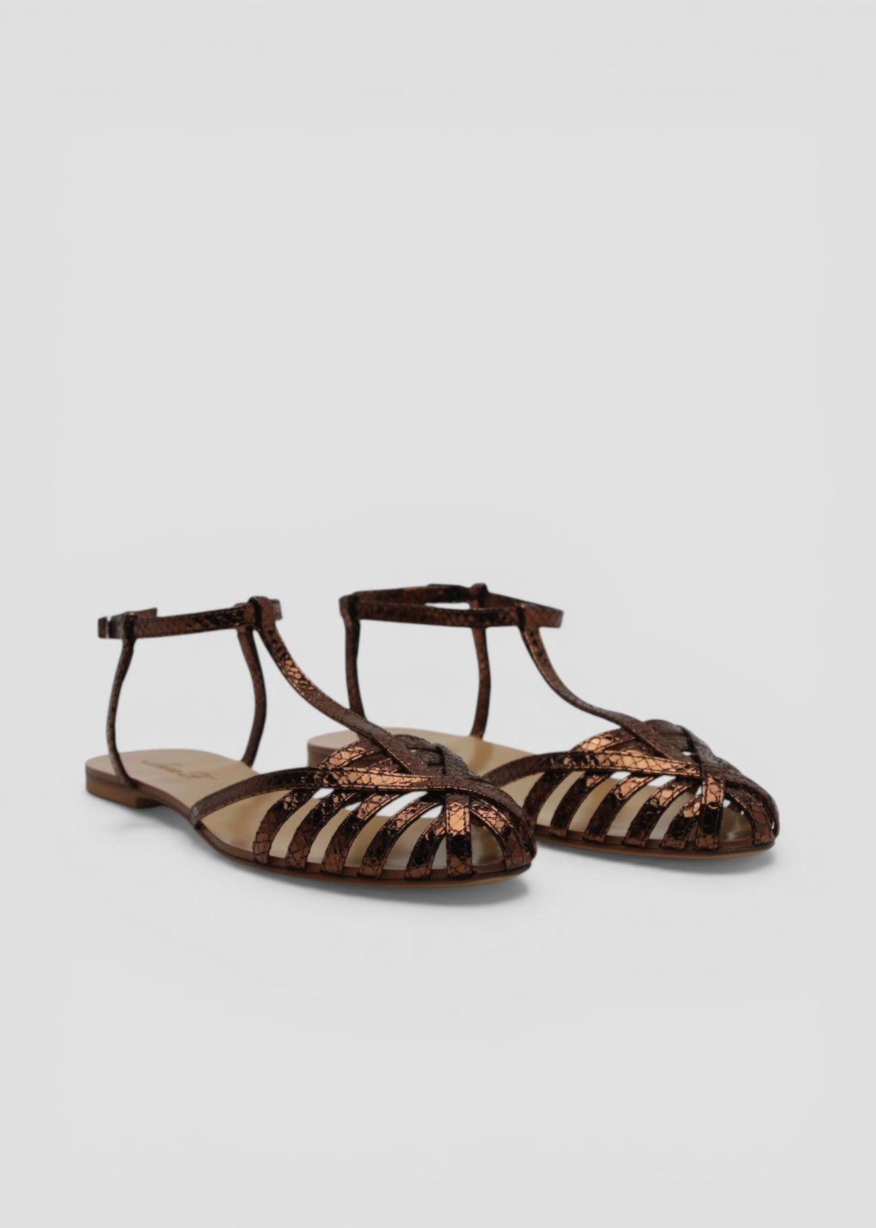 SS26-512. SANDALO RAGNETTO IN  WHIPS BRONZO