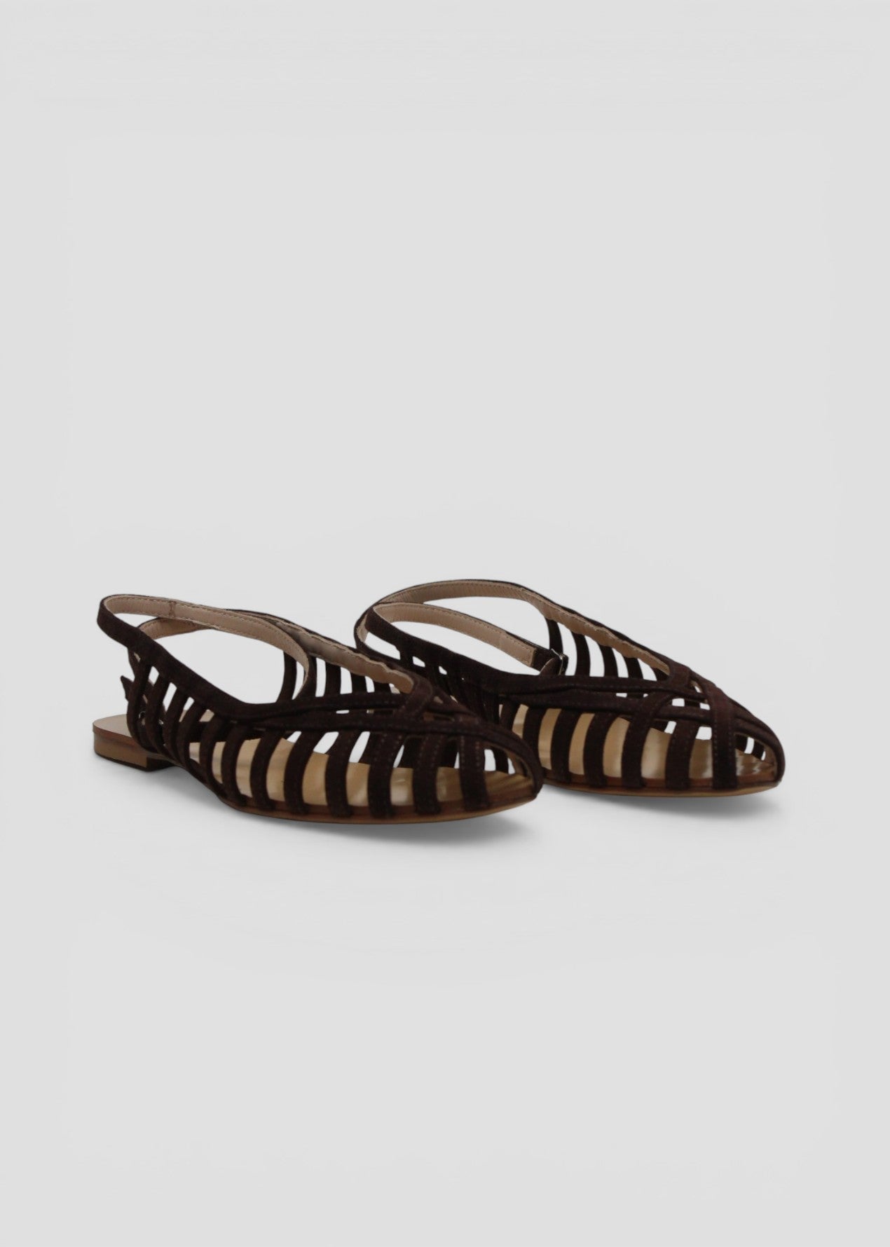 SS26-513.SANDALO RAGNETTO IN  VELOUR TESTA MORO