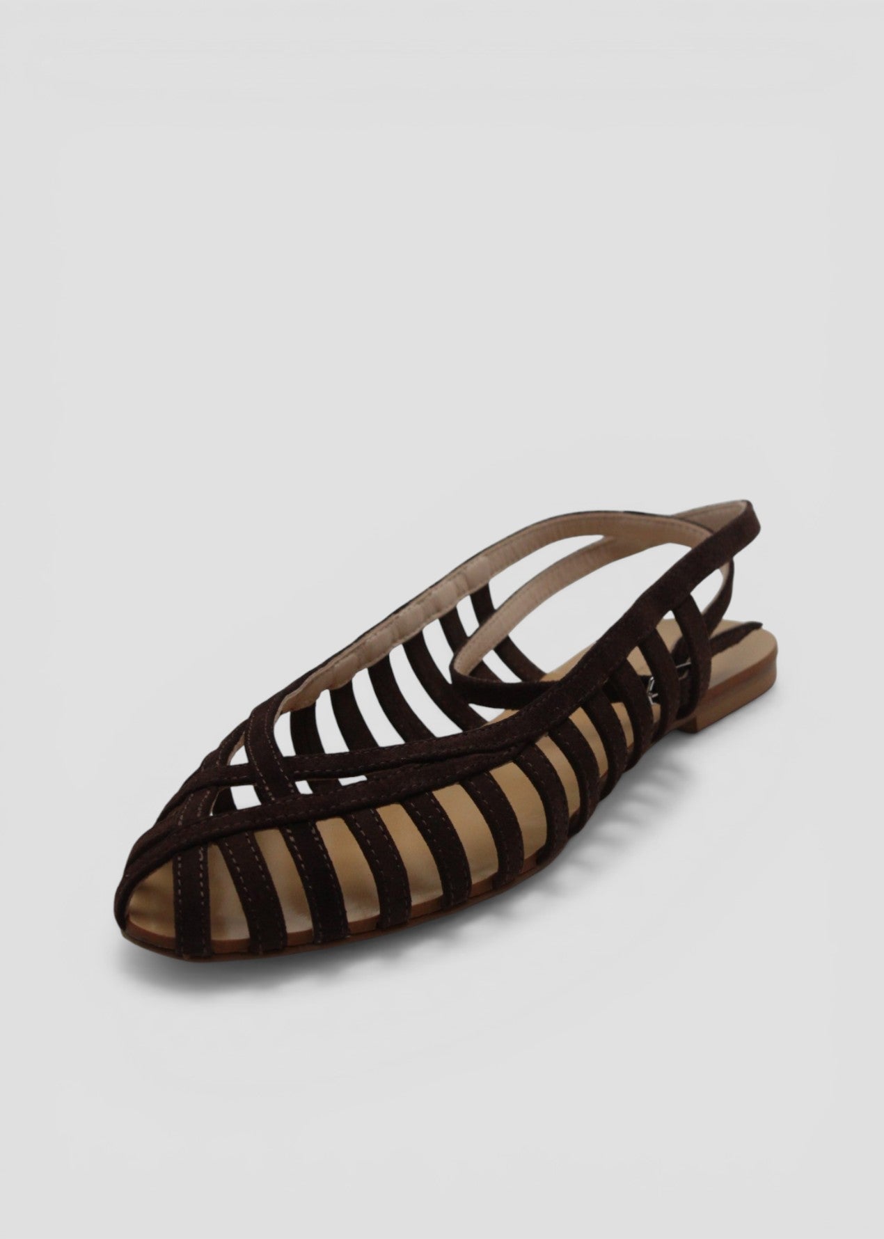 SS26-513.SANDALO RAGNETTO IN  VELOUR TESTA MORO