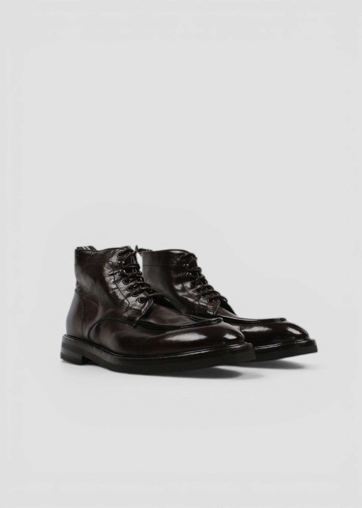 FW25-6017-MA432-D2588T  STIVALETTO ALLACCIATO DA UOMO IN PELLE SPAZZOLATA TESTA DI MORO