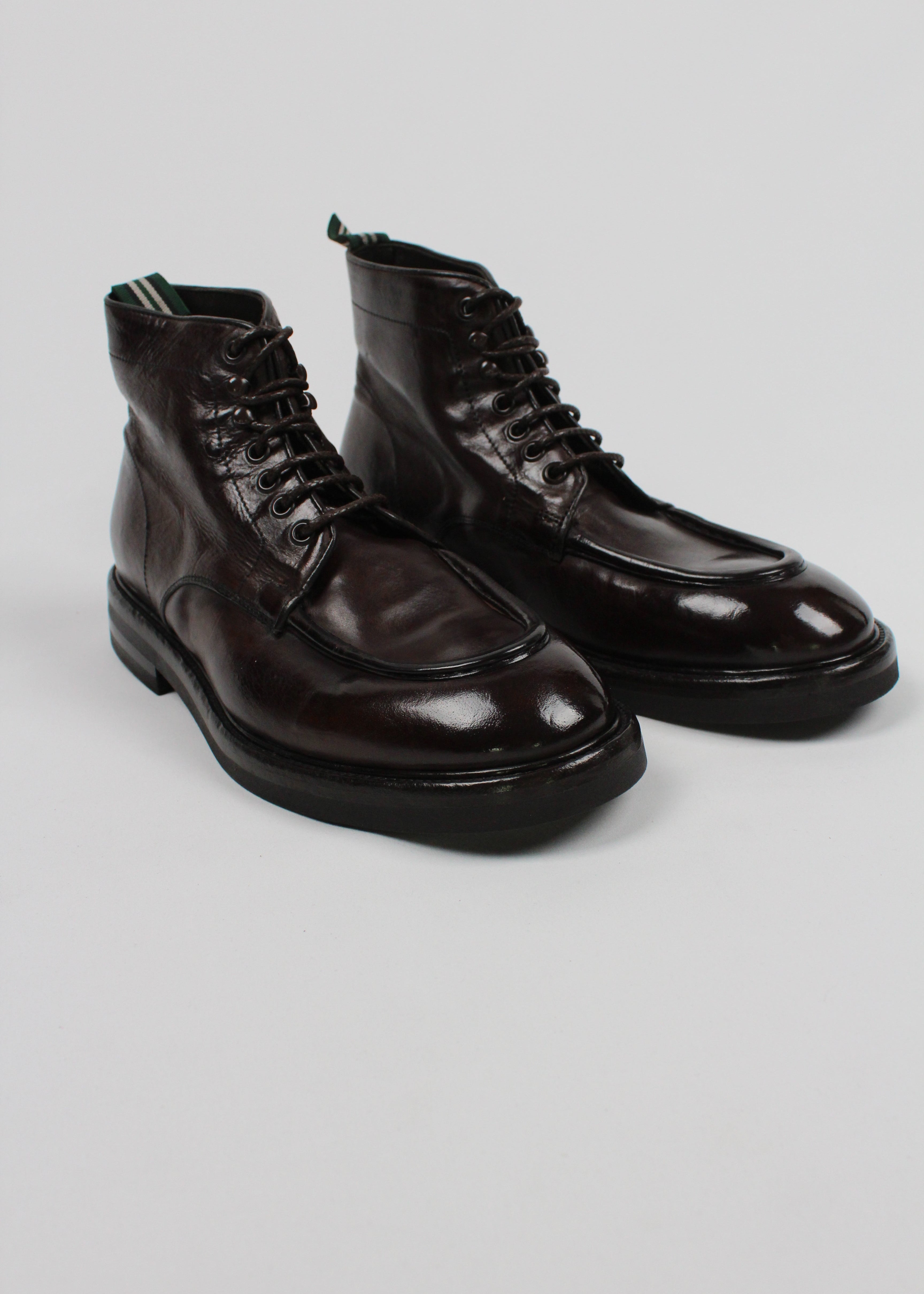 FW25-6017-MA432-D2588T  STIVALETTO ALLACCIATO DA UOMO IN PELLE SPAZZOLATA TESTA DI MORO