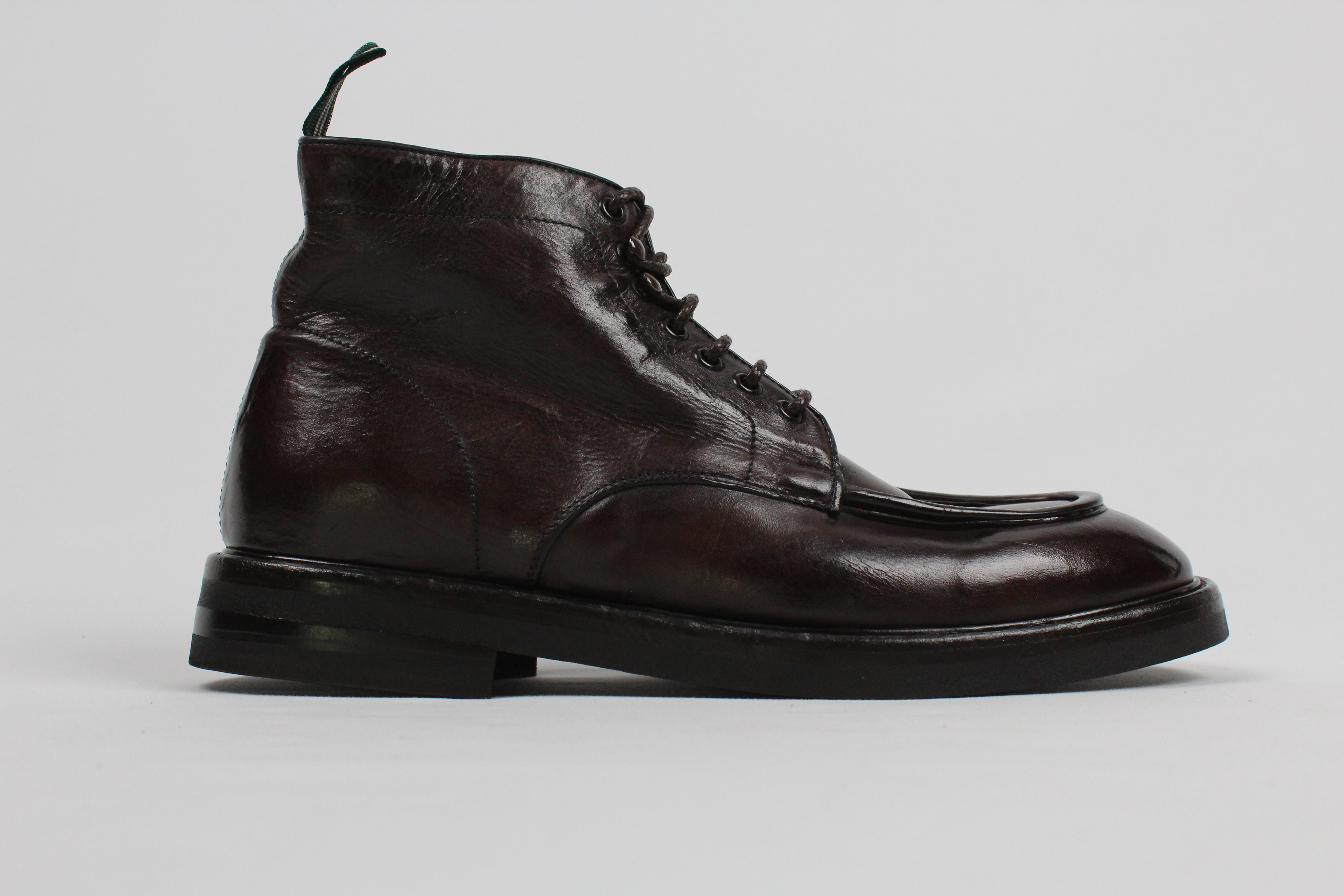 FW25-6017-MA432-D2588T  STIVALETTO ALLACCIATO DA UOMO IN PELLE SPAZZOLATA TESTA DI MORO