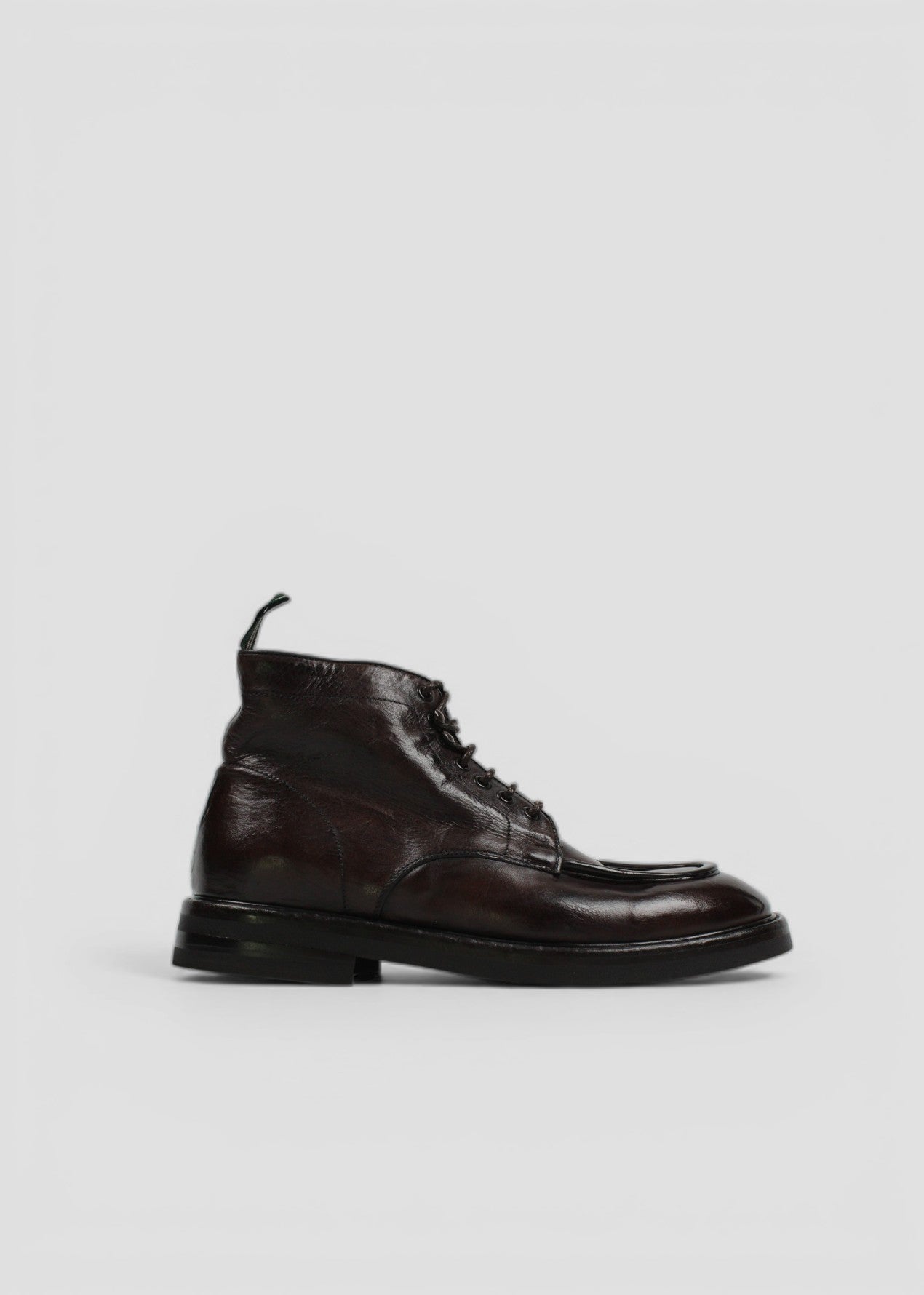 FW25-6017-MA432-D2588T  STIVALETTO ALLACCIATO DA UOMO IN PELLE SPAZZOLATA TESTA DI MORO