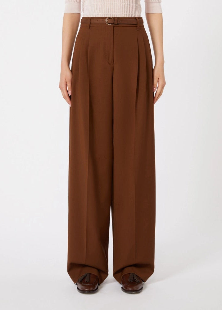 SS26-2616131081  MSTBACIO   PANTALONE FLUIDO IN LANA - CIOCCOLATO
