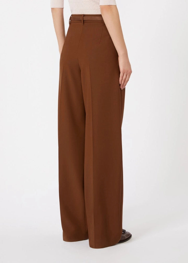 SS26-2616131081  MSTBACIO   PANTALONE FLUIDO IN LANA - CIOCCOLATO