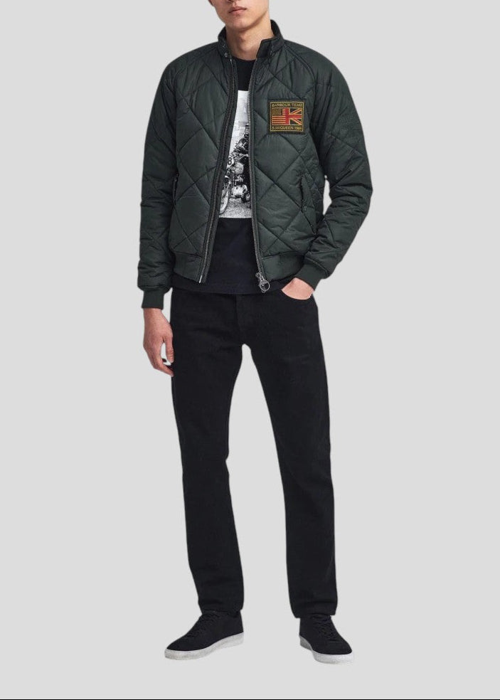 FW25-MQU1326GN91  BOMBER CON TRAPUNTA COLORE GREEN