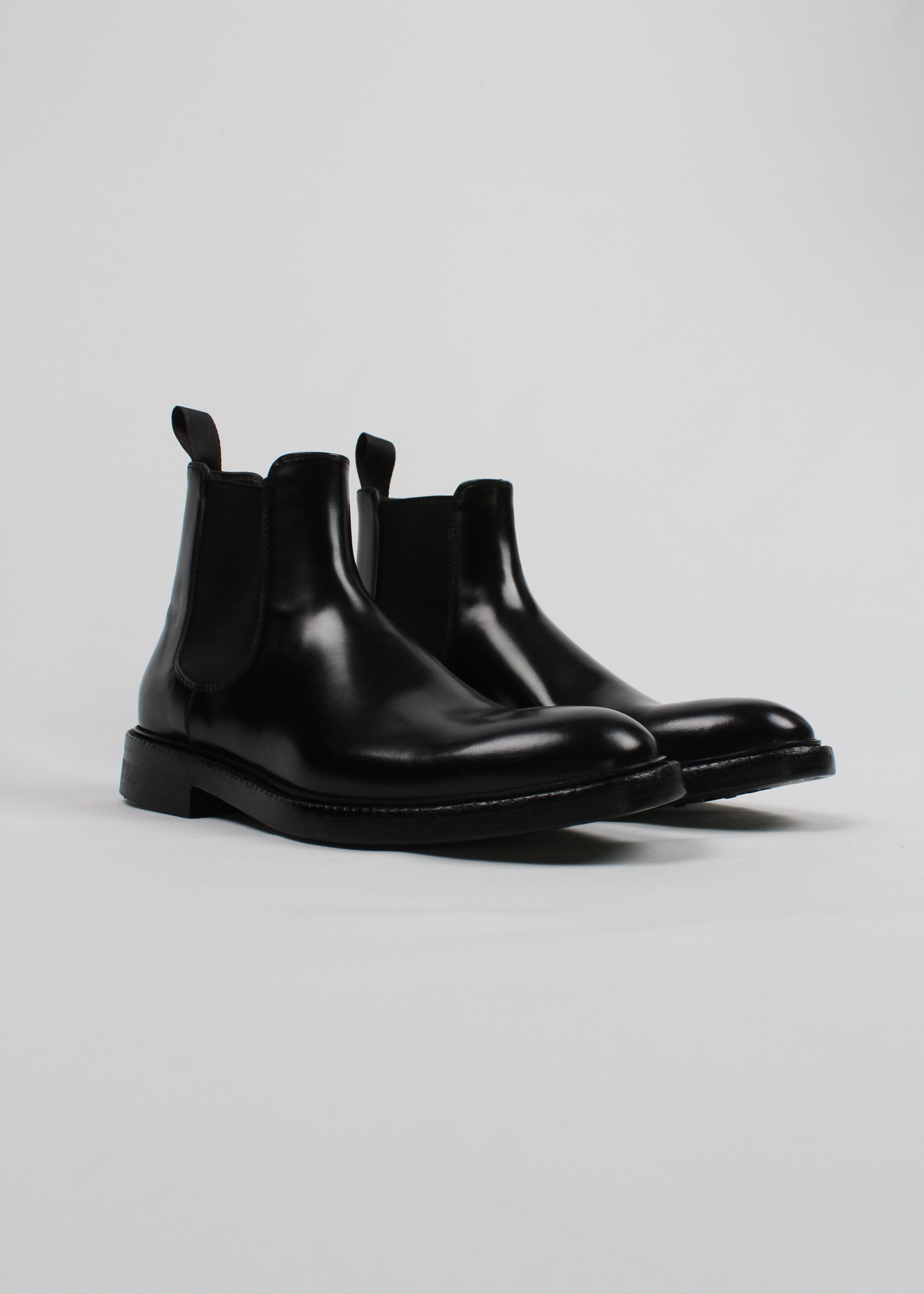 FW25-7067-PONE-V6013A  STIVALETTO CHELSEA ELASTICIZZATO IN PELLE SPAZZOLATA NERA