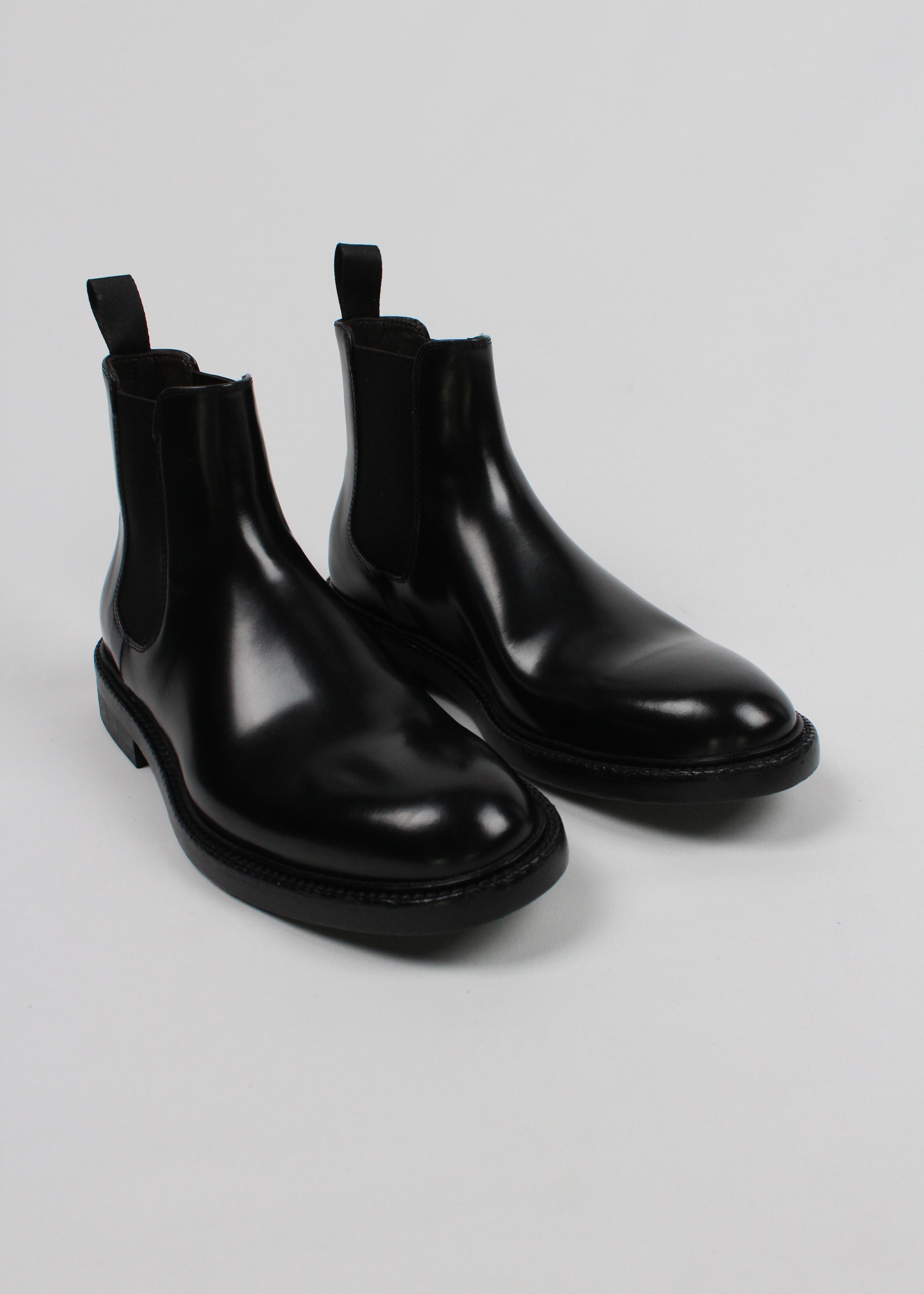 FW25-7067-PONE-V6013A  STIVALETTO CHELSEA ELASTICIZZATO IN PELLE SPAZZOLATA NERA