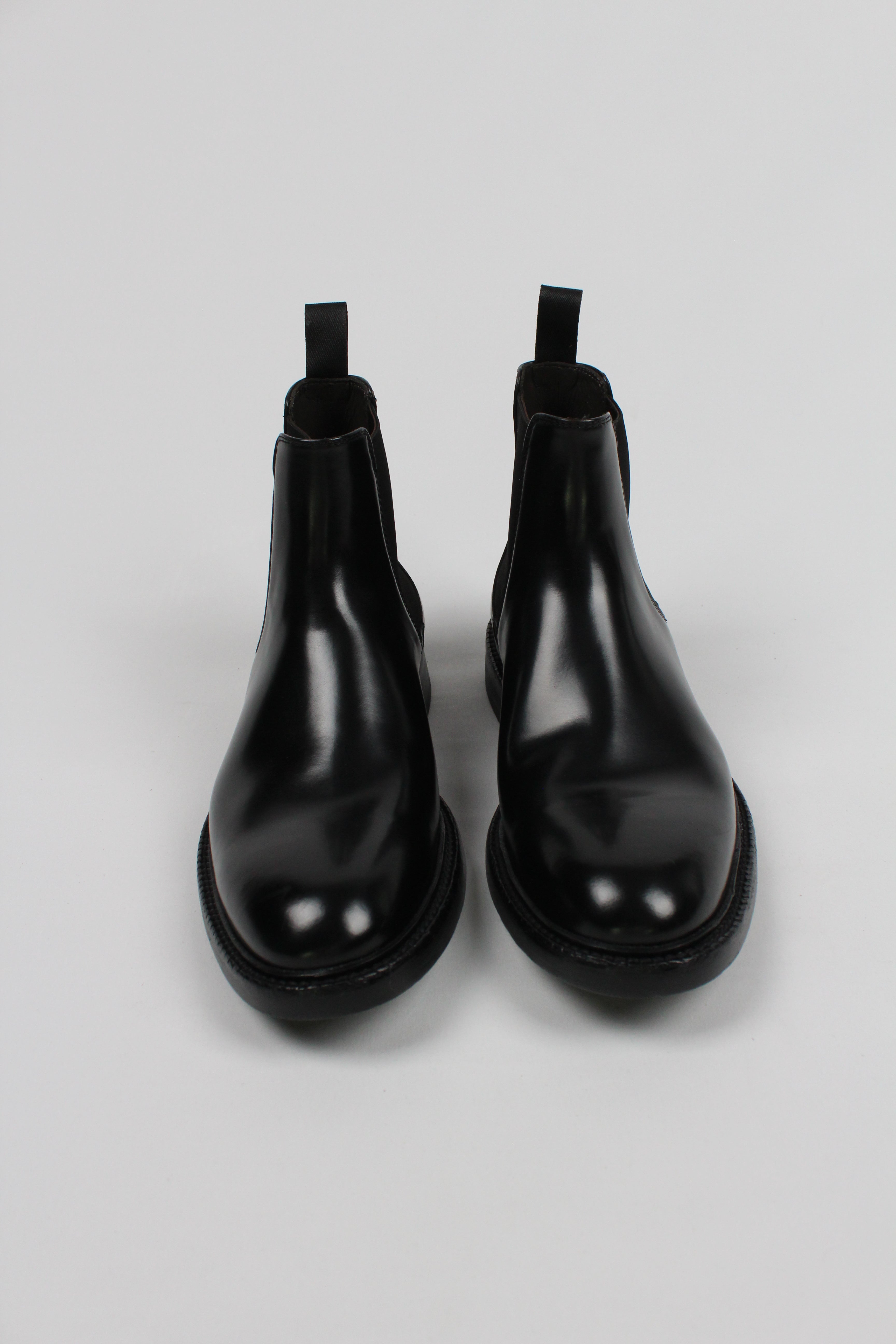 FW25-7067-PONE-V6013A  STIVALETTO CHELSEA ELASTICIZZATO IN PELLE SPAZZOLATA NERA