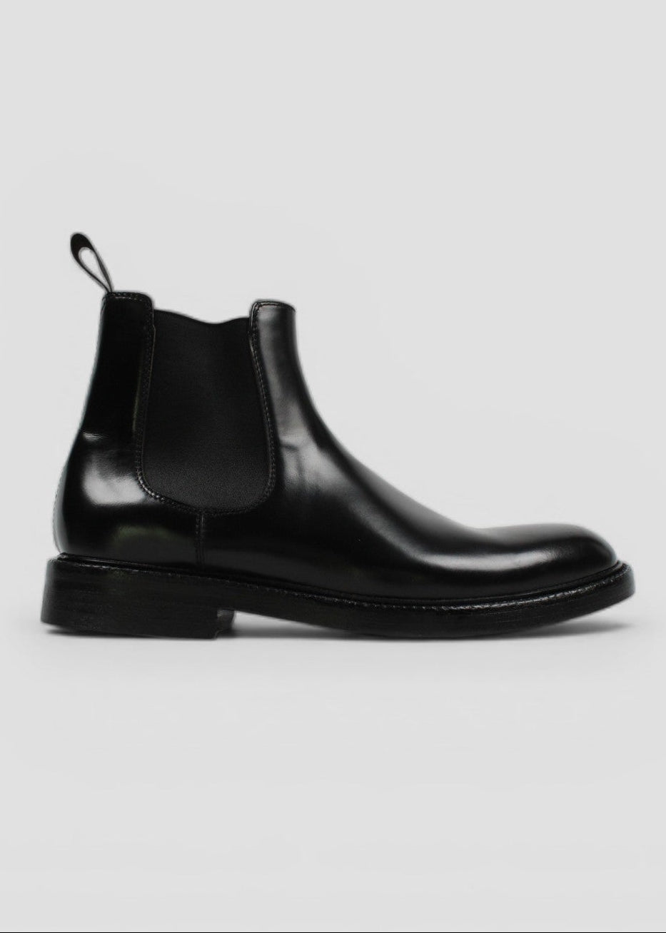 7067-PONE-V6013A  STIVALETTO CHELSEA ELASTICIZZATO IN PELLE SPAZZOLATA NERA