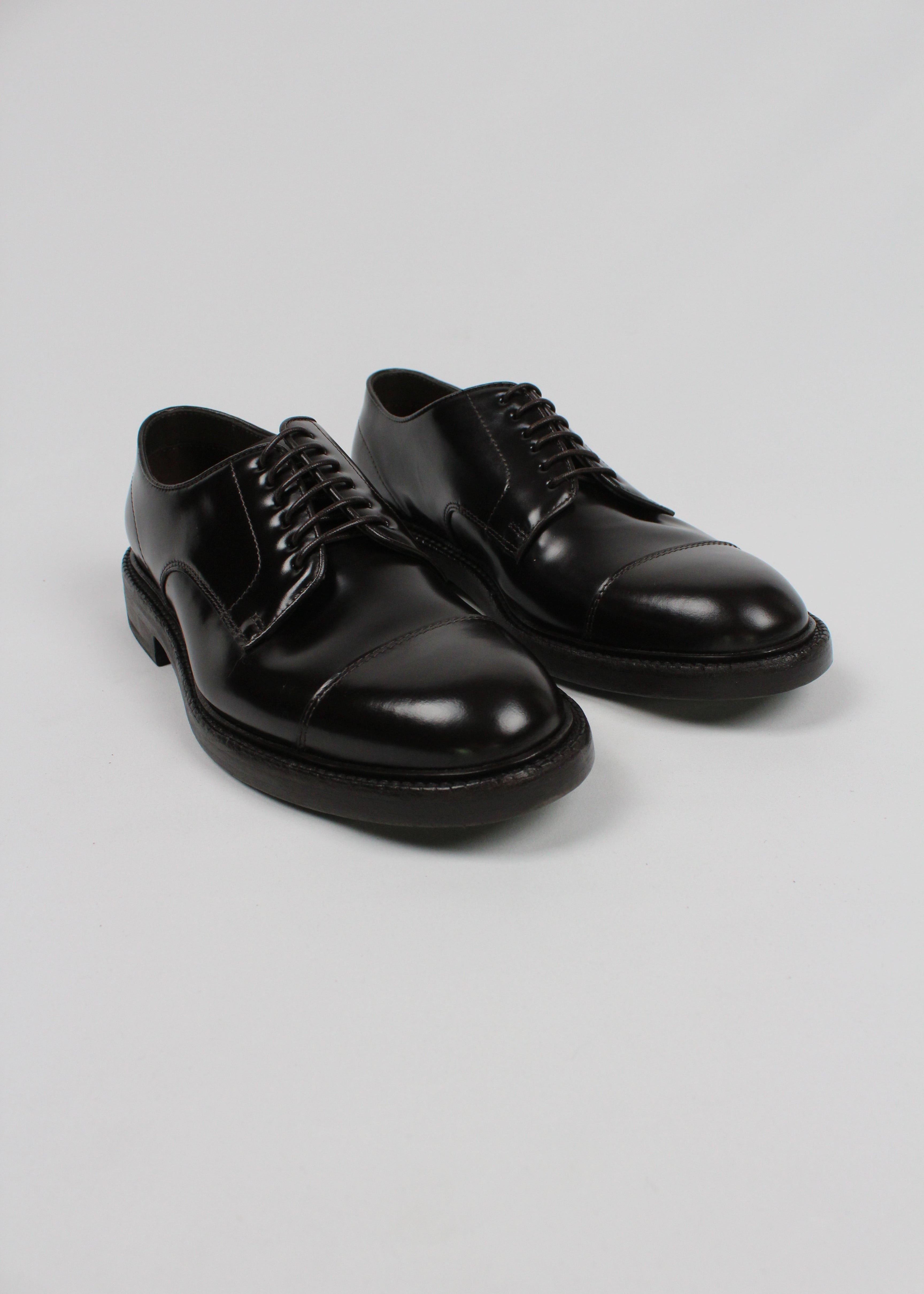 FW25-7084-PO97-V6013M,  STRINGATA IN PELLE SPAZZOLATA TESTA DI MORO