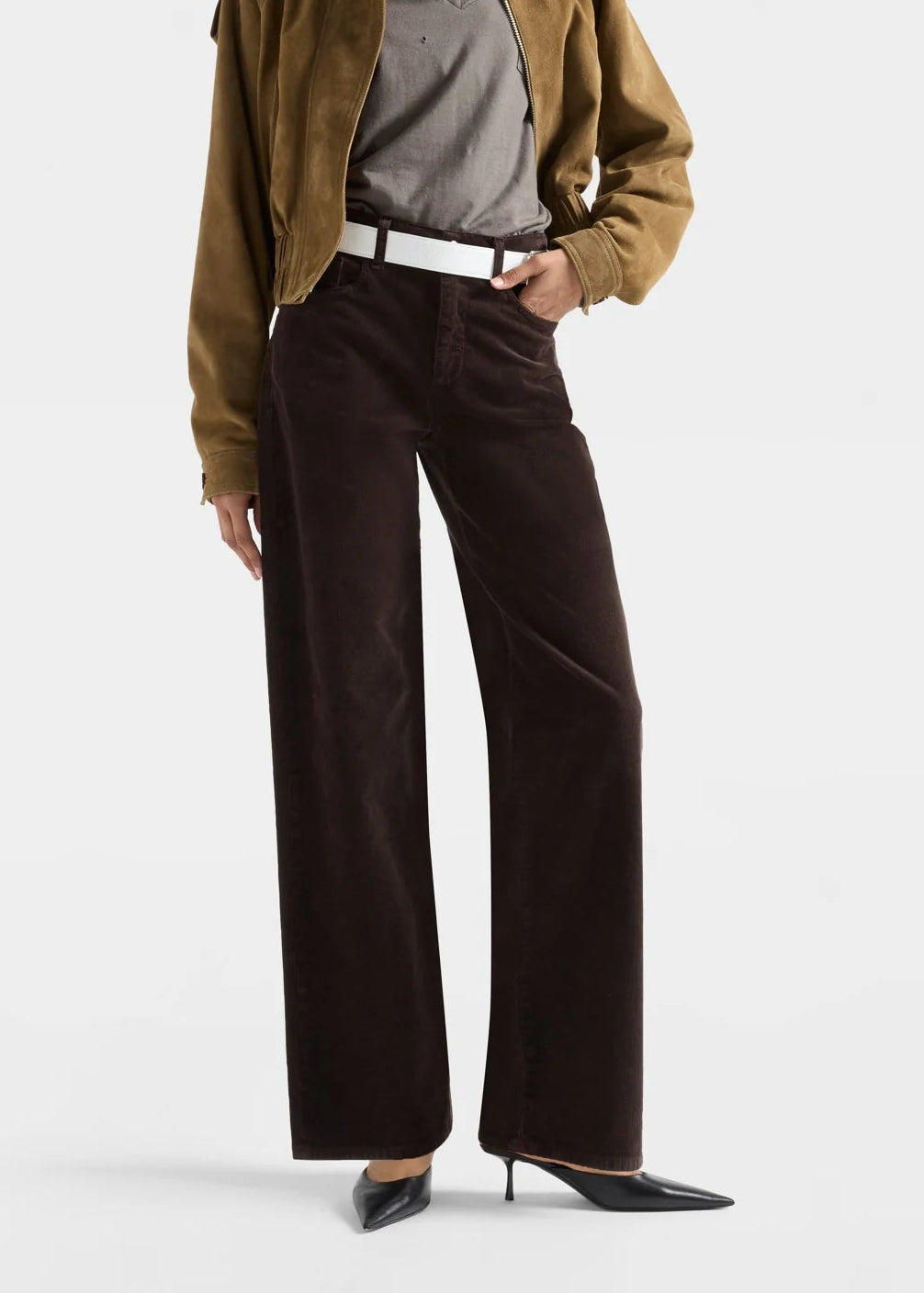 7U4N0V64-U71LP JEANS STOVEPIPE STRAIGHT CORDUROY COFFEE BEAN