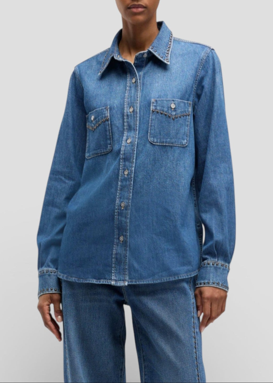 SS26-7U84TC21-U721C CAMICIA WESTERN SHIRT STREET WISE WITH STUDS COLORE DENIM MEDIO