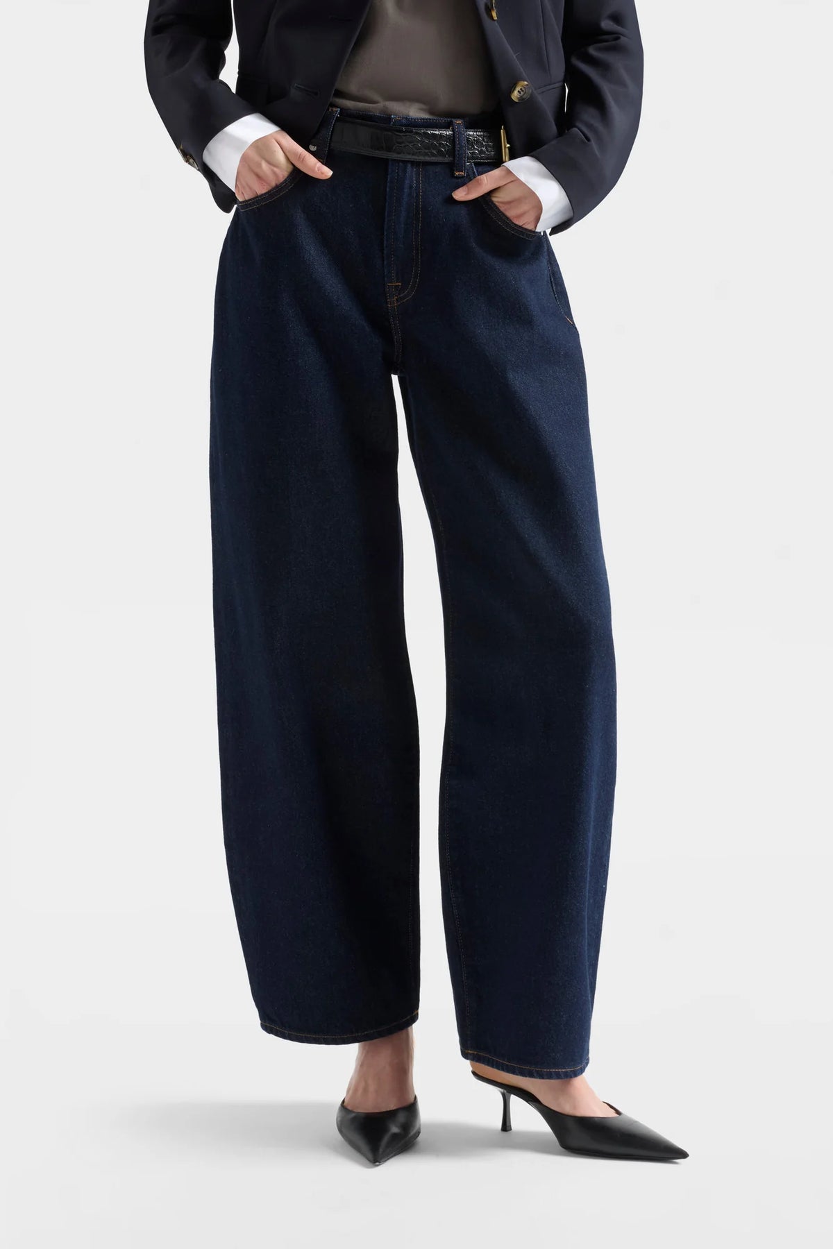 7UF70E35-U73SA JEANS BONNIE CURVILINEAR IRON BLUE