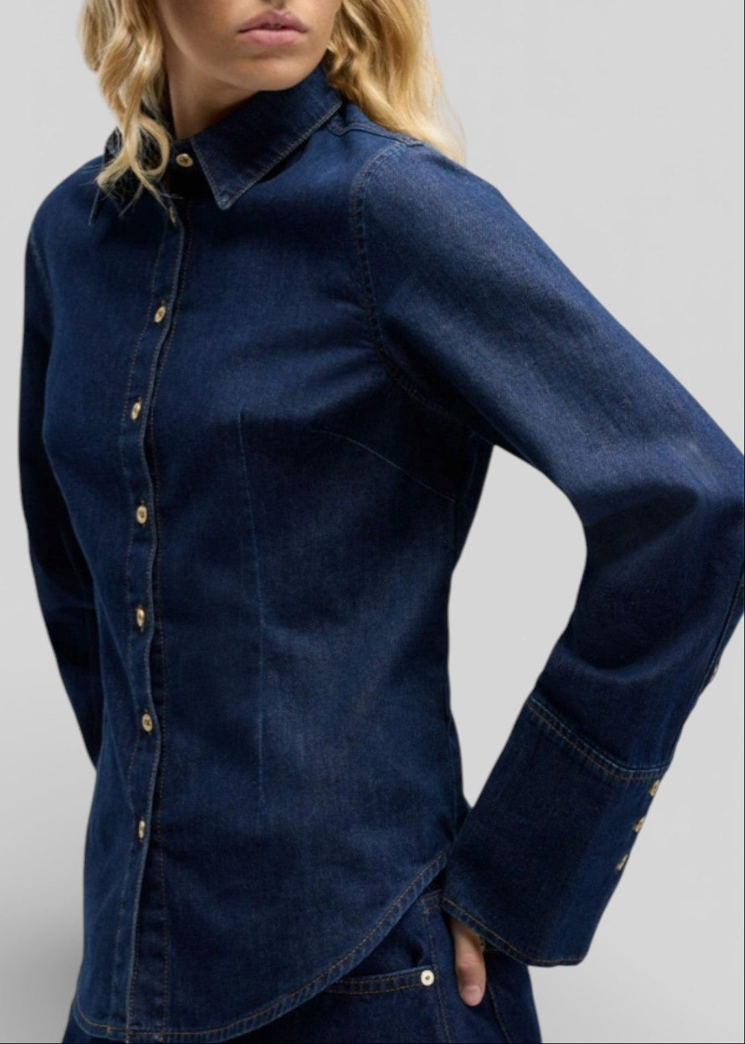 SS26-7U5D0D16-U71ZI CAMICIA SHAPED SHIRT INDIGO SOUL COLORE DENIM SCURO