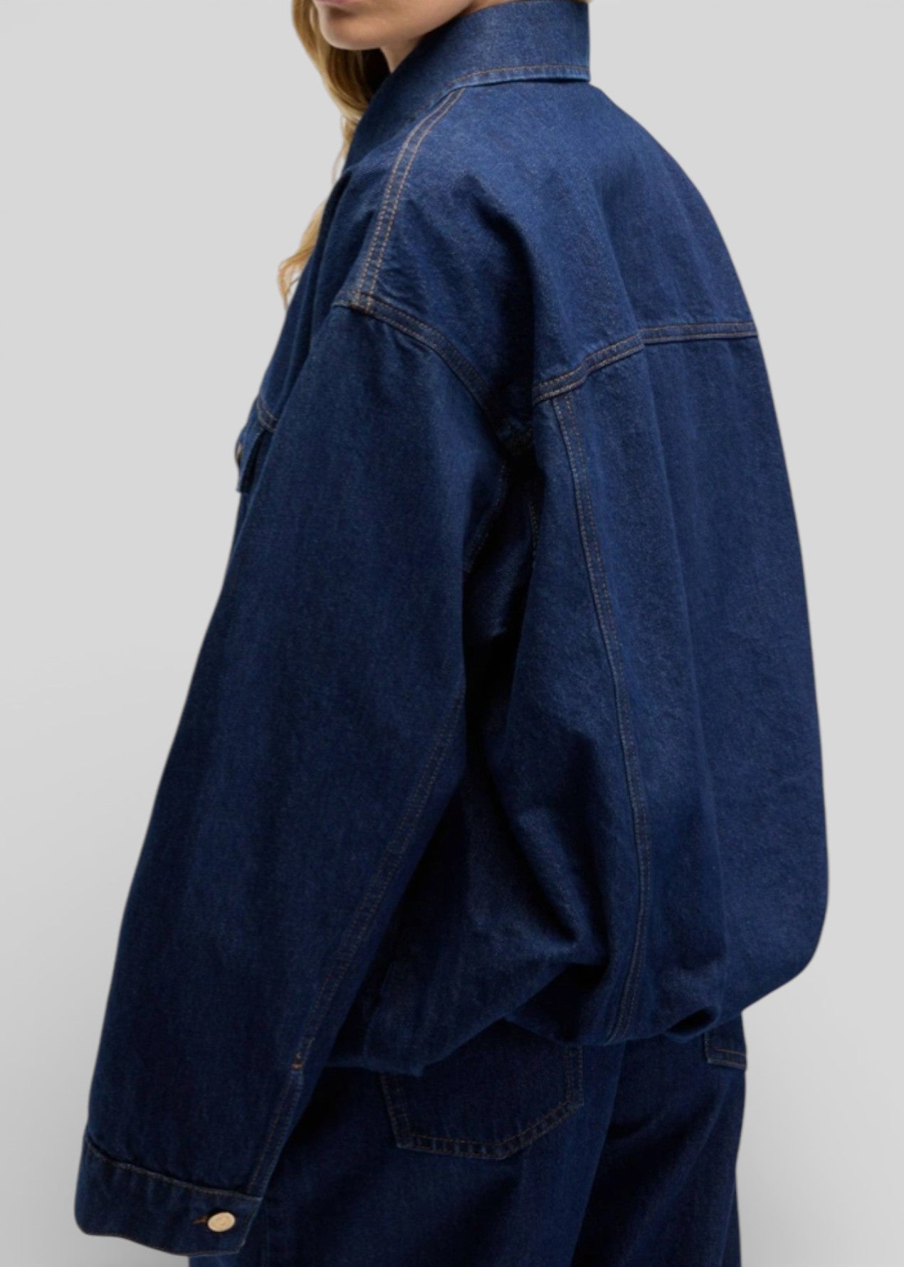 SS26-7U5E0E48-U71ZI GIACCA GATHERED JACKET INDIGO SOUL COLORE DENIM SCURO