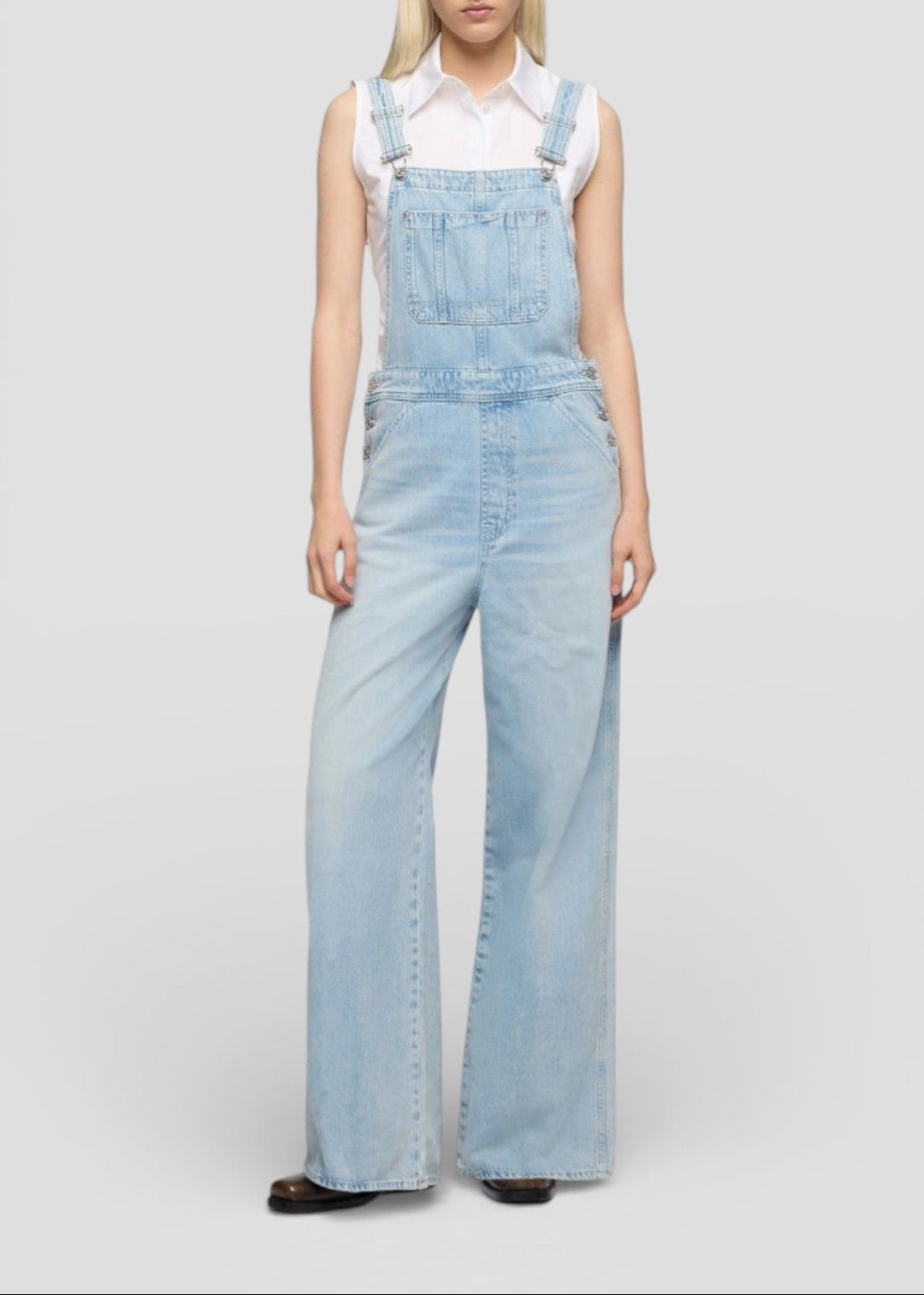 SS26-7U8A0555-U73DP JEANS DUNGARESS WIDE LEG SUNLOVER COLORE DENIM