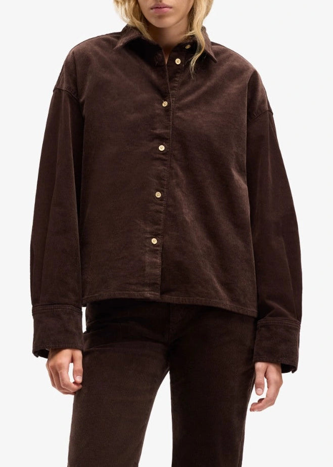FW25-7UL10V64 GIACCA  NINA CROPPED SHIRT CORDUROY COFFEE BEAN