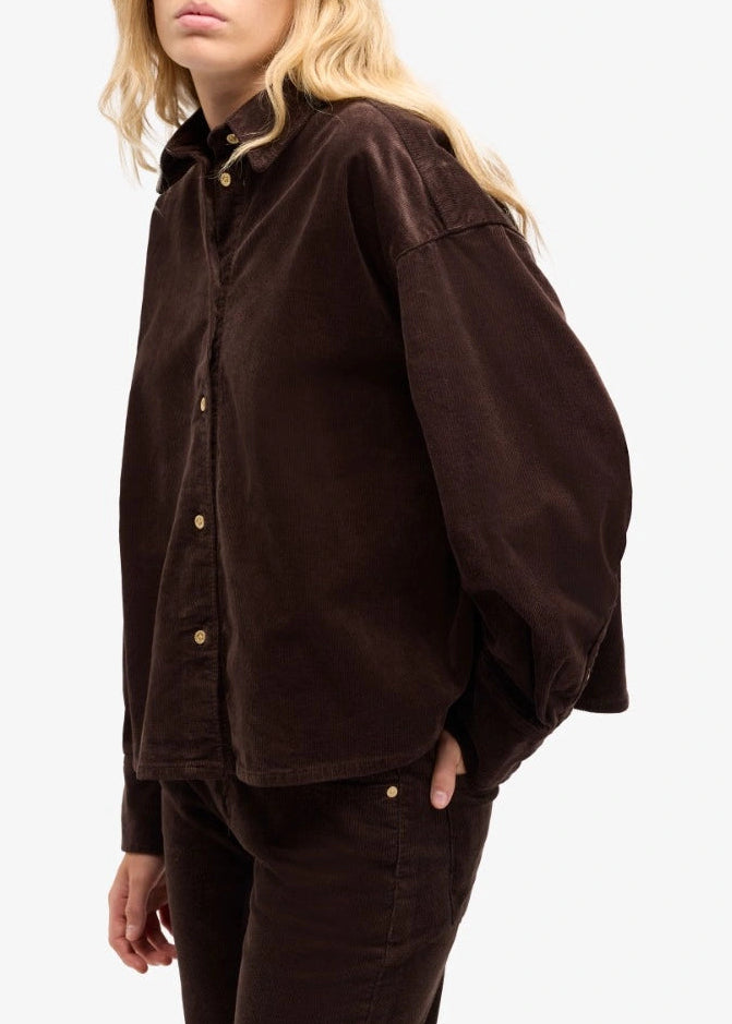 FW25-7UL10V64 GIACCA  NINA CROPPED SHIRT CORDUROY COFFEE BEAN