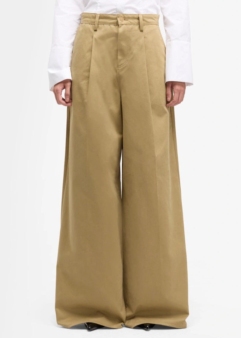 FW25-7UX20F07 JEANS PLEATED WIDE TROUSER TWILL SAND STORM