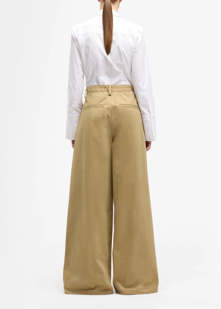 FW25-7UX20F07 JEANS PLEATED WIDE TROUSER TWILL SAND STORM