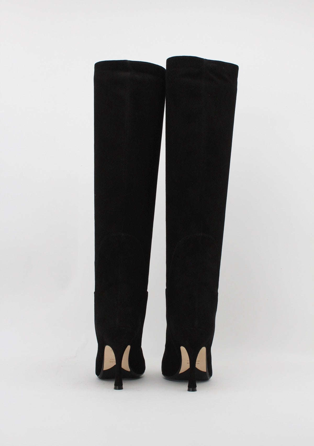 8014  Stivale Alto al Ginocchio in Camoscio Nero con Tacco Stiletto - Anna F.