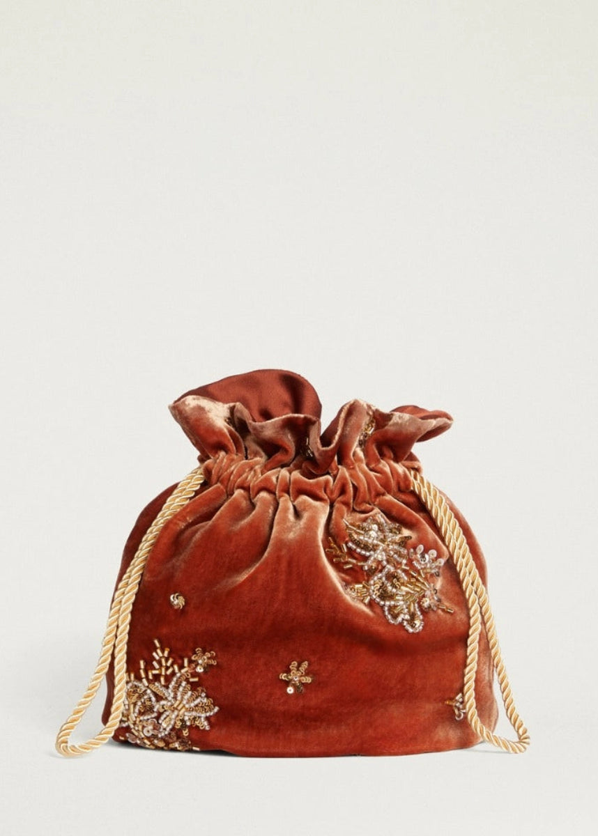 SS26-25DMMOBC001_25DMO03 BORSA MOMONI NUAGE IN VELLUTO RICAMATO - SALMONE