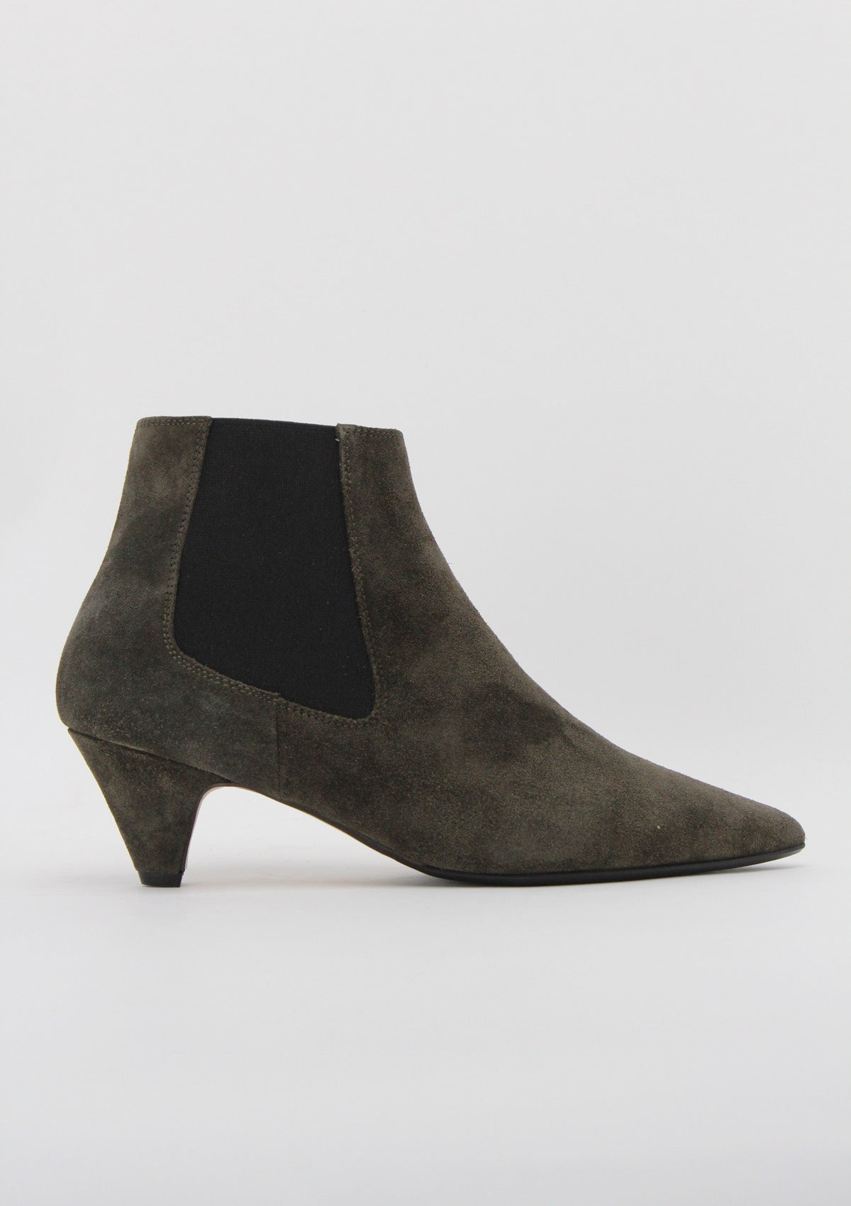 9629 Stivaletto Chelsea con Tacco Rocchetto in Camoscio Verde Muschio - Anna F.