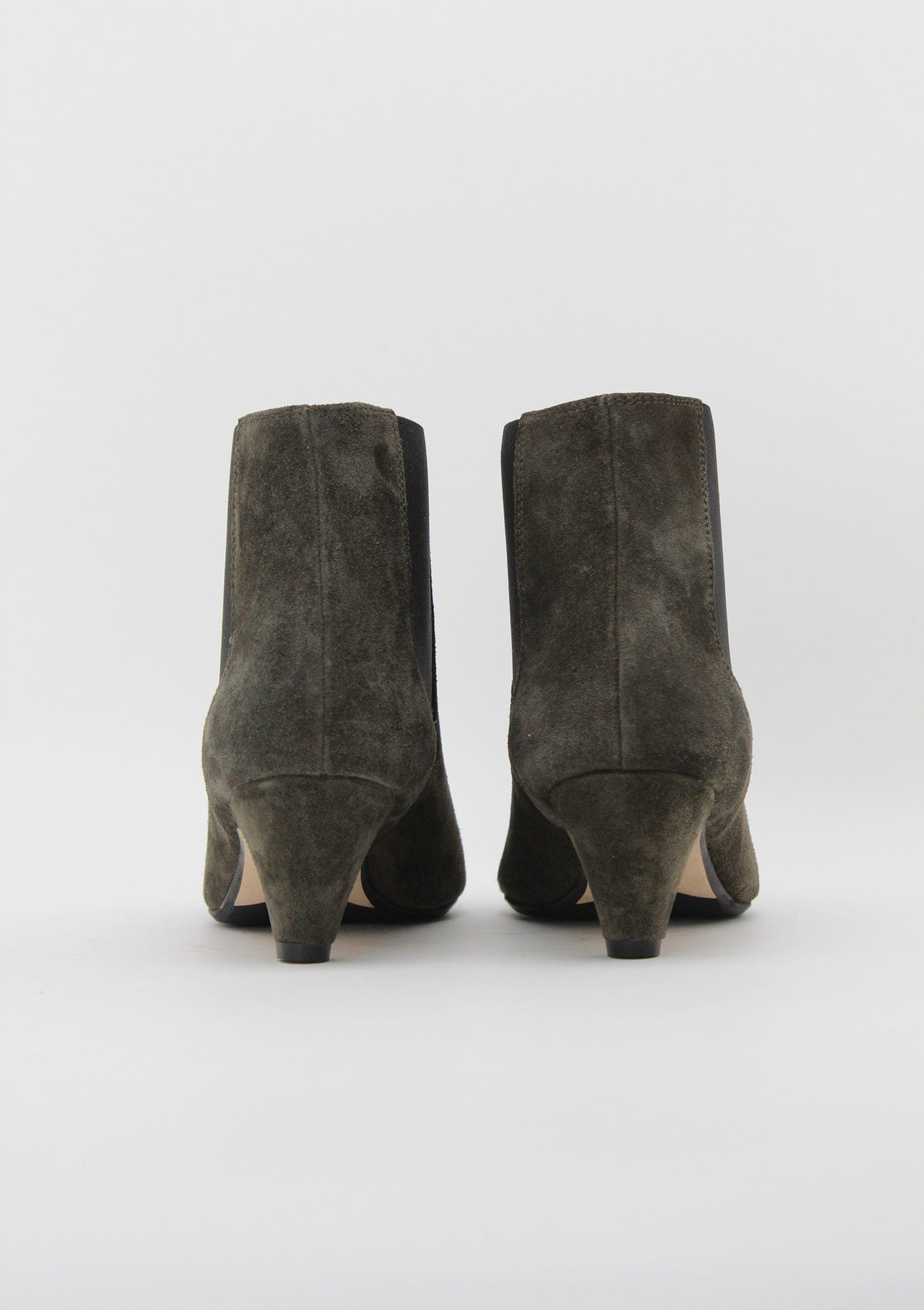 9629 Stivaletto Chelsea con Tacco Rocchetto in Camoscio Verde Muschio - Anna F.