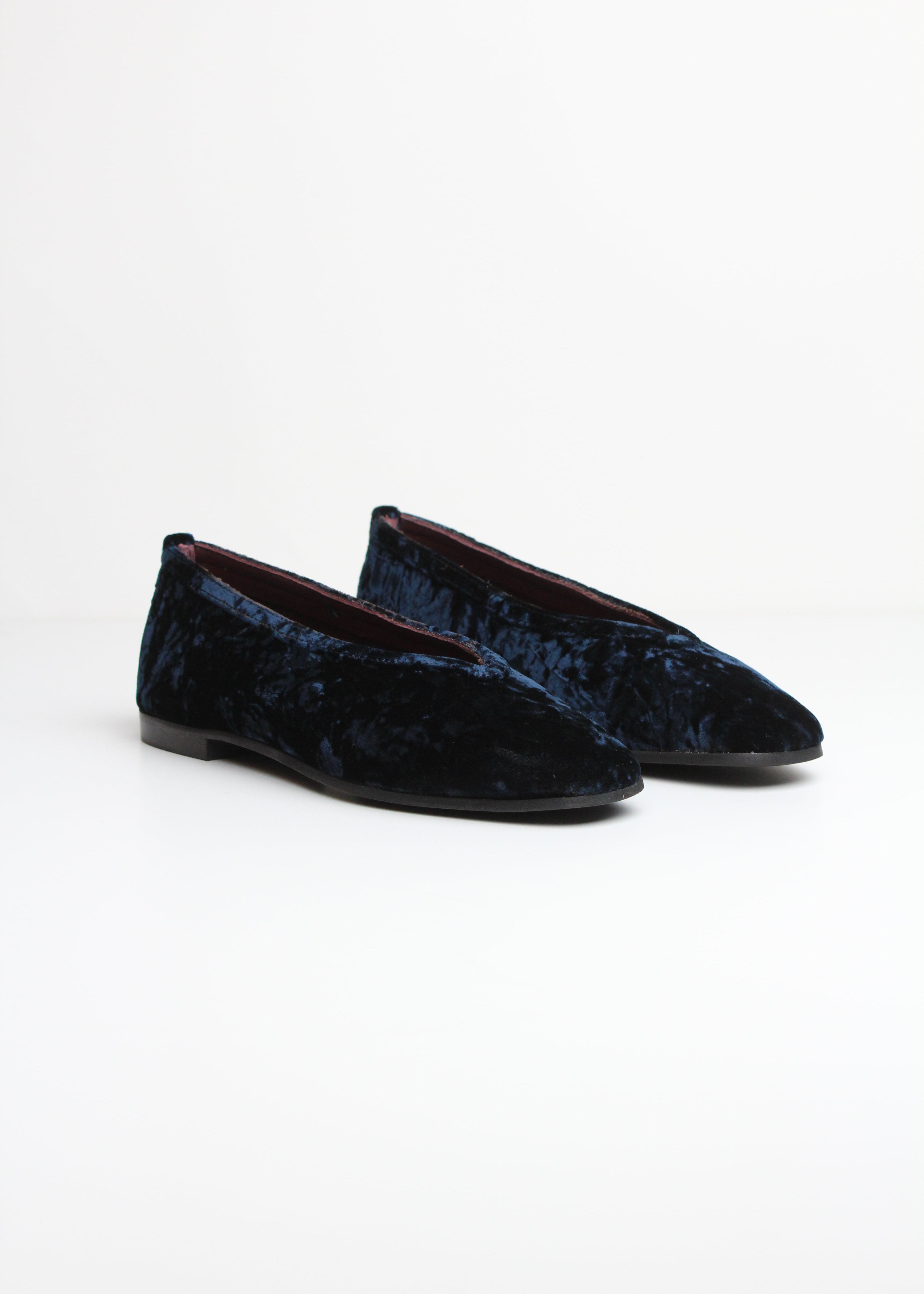 FW25-984  BALLERINA IN CAMOSCIO BLU NAVY – VERSILIA | MADE IN ITALY