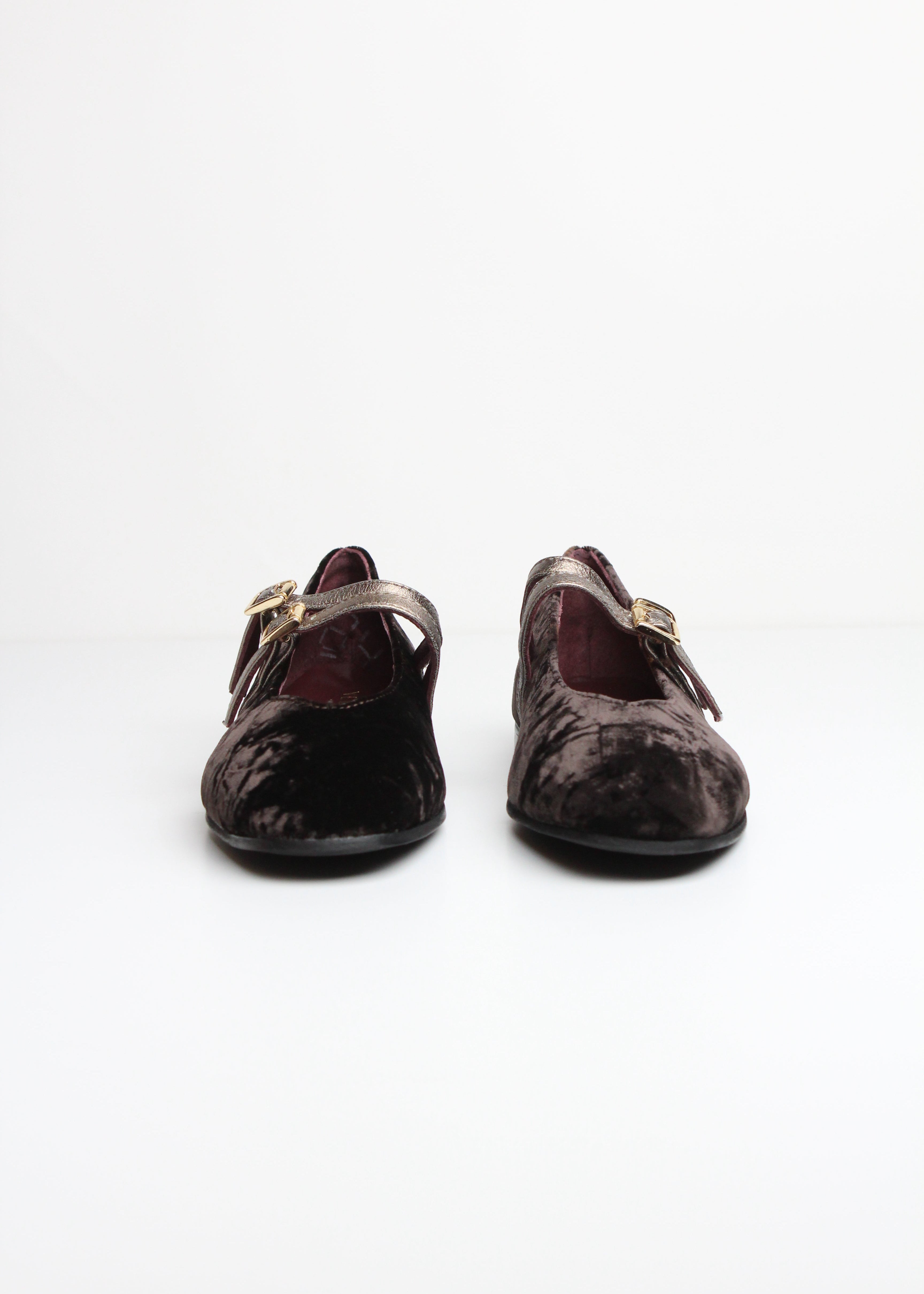 FW25-991  BALLERINA IN CAMOSCIO TESTA DI MORO CON DOPPIO CINTURINO – VERSILIA | MADE IN ITALY
