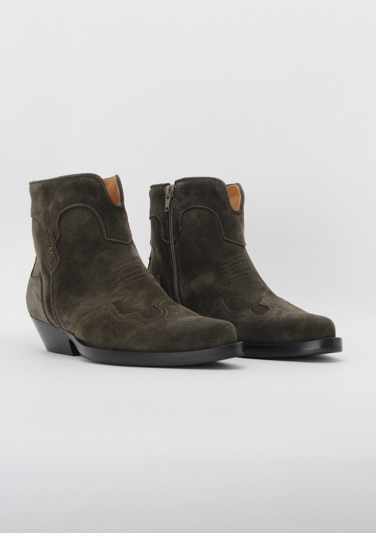 9951  Stivaletto Texano in Camoscio Verde Muschio - Anna F.