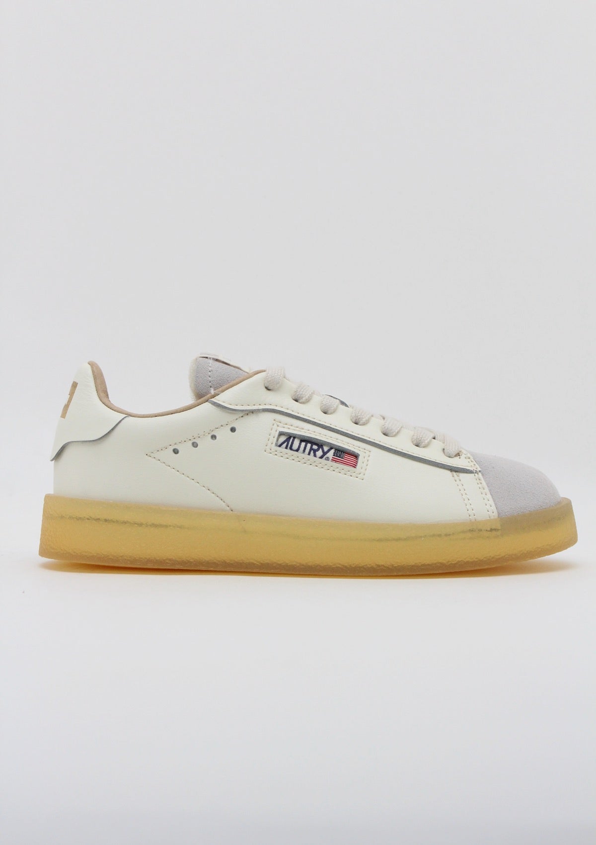 ADLM-FD01 SNEAKERS UOMO AUTRY DALLAS LOW  - CREMA / GRIGIO CHIARO / SUOLA GOMMA MIELE