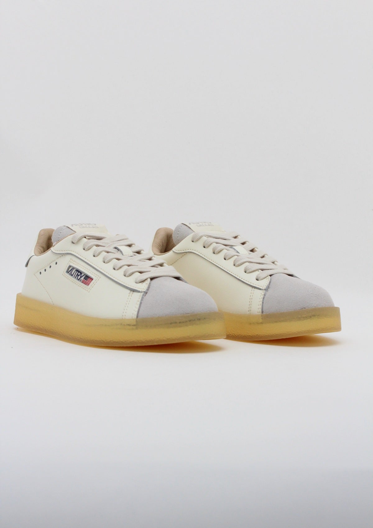 ADLM-FD01 SNEAKERS UOMO AUTRY DALLAS LOW  - CREMA / GRIGIO CHIARO / SUOLA GOMMA MIELE