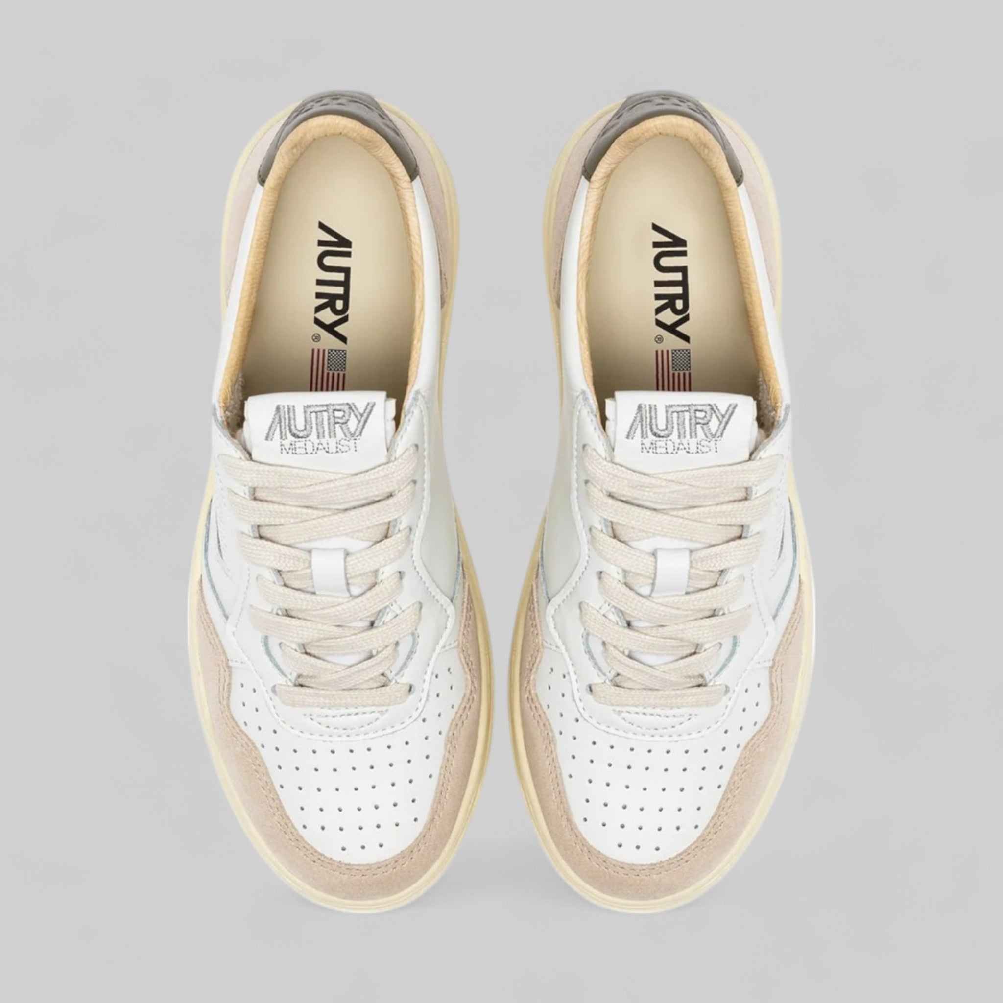 SNEAKERS AULM-LS77 MEDALIST LOW  LEAT/SUEDE WHT/CVRT GR