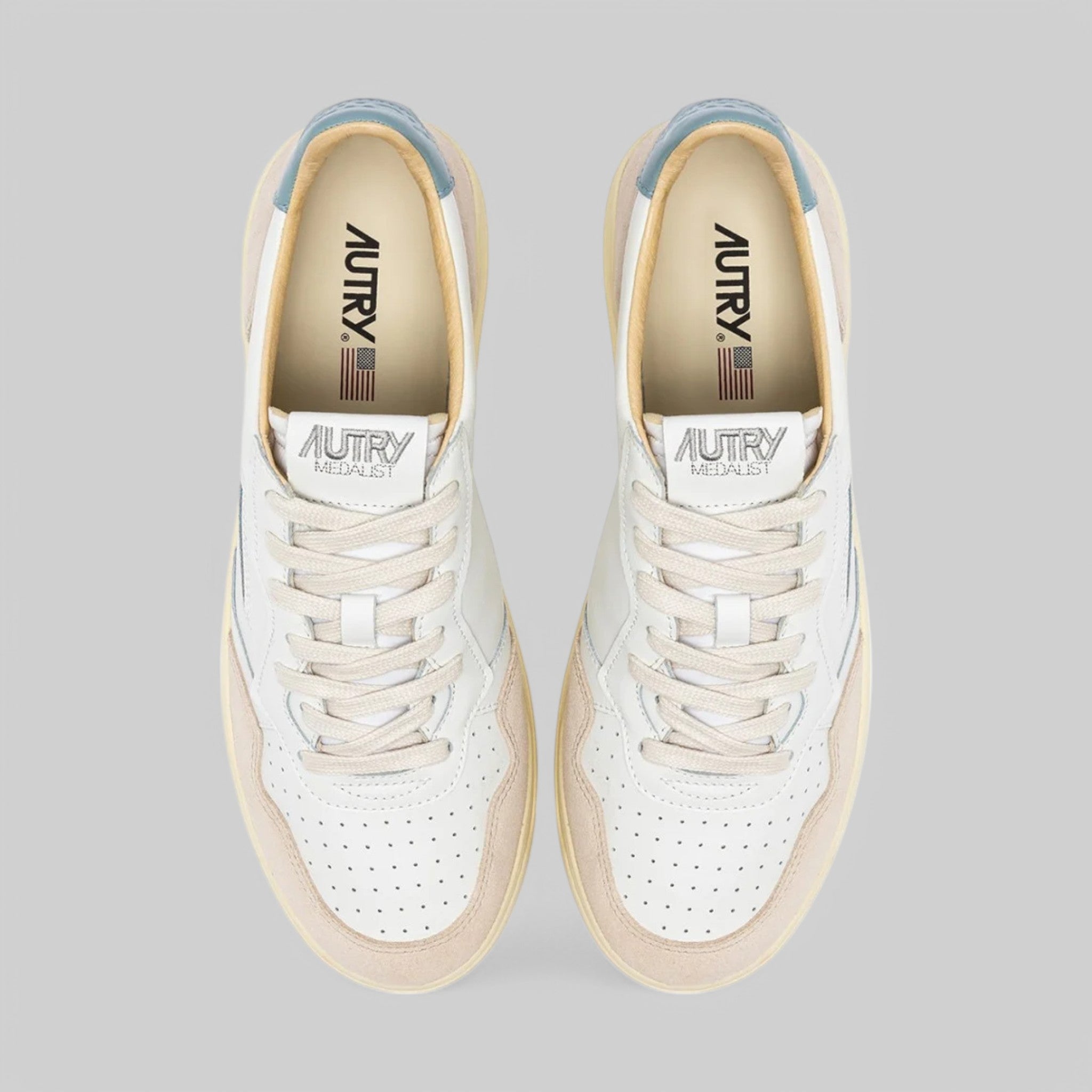 SNEAKERS AULM-LS79 MEDALIST LOW  LEAT/SUEDE WHT/SILVBLUE