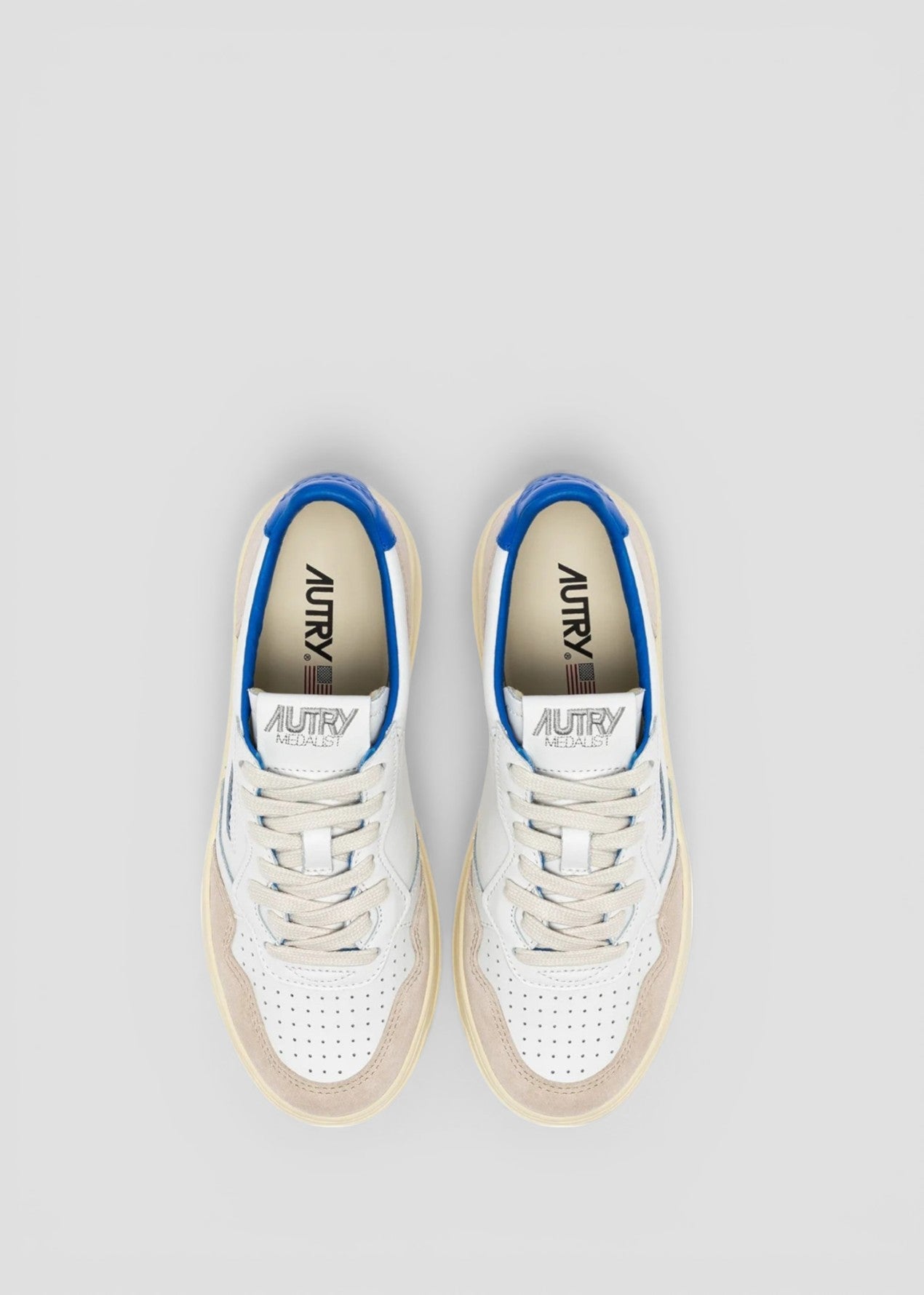 AULW-MA06 SNEAKERS DONNA MEDALIST LOW IN MATCH/SUEDE  WHT/PLBLUE