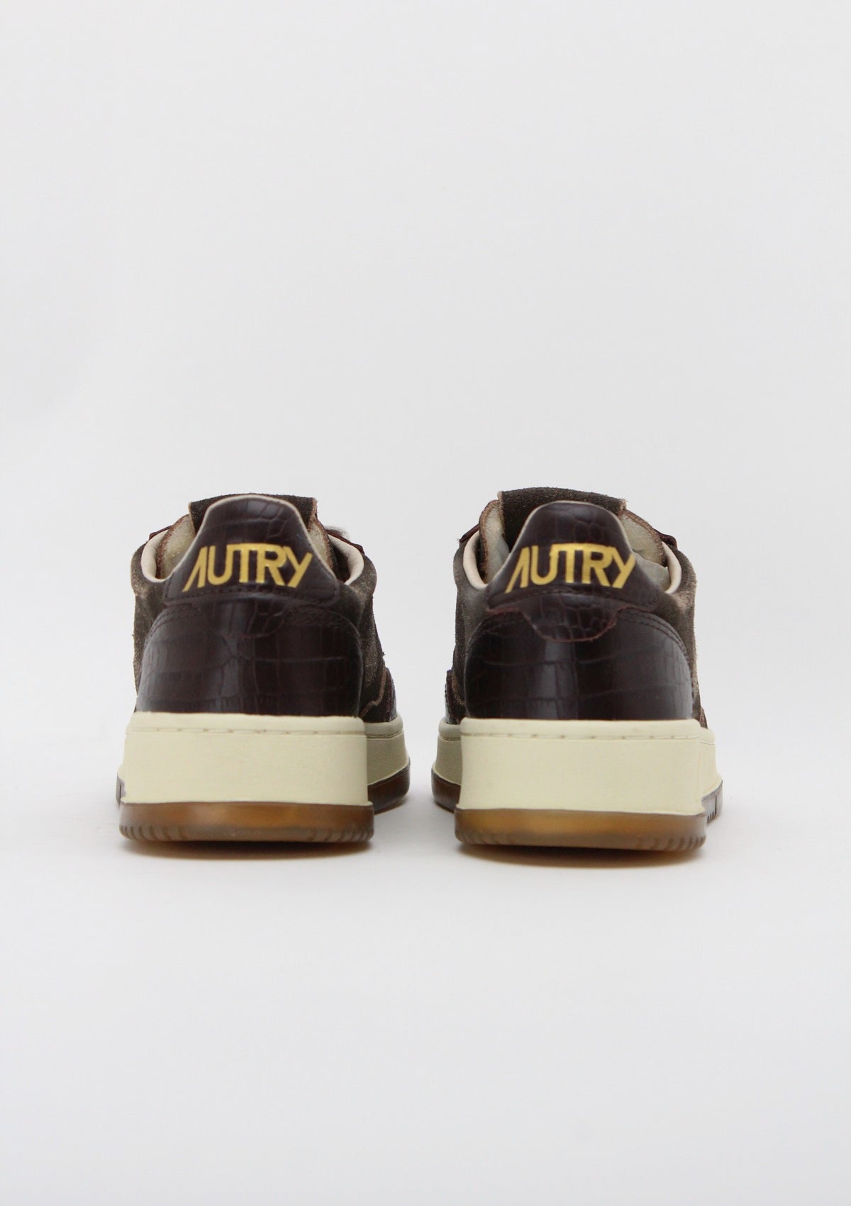AULW CJ01 SNEAKERS DONNA AUTRY MEDALIST LOW - MARRONE SCURO / EFFETTO COCCODRILLO / CREMA