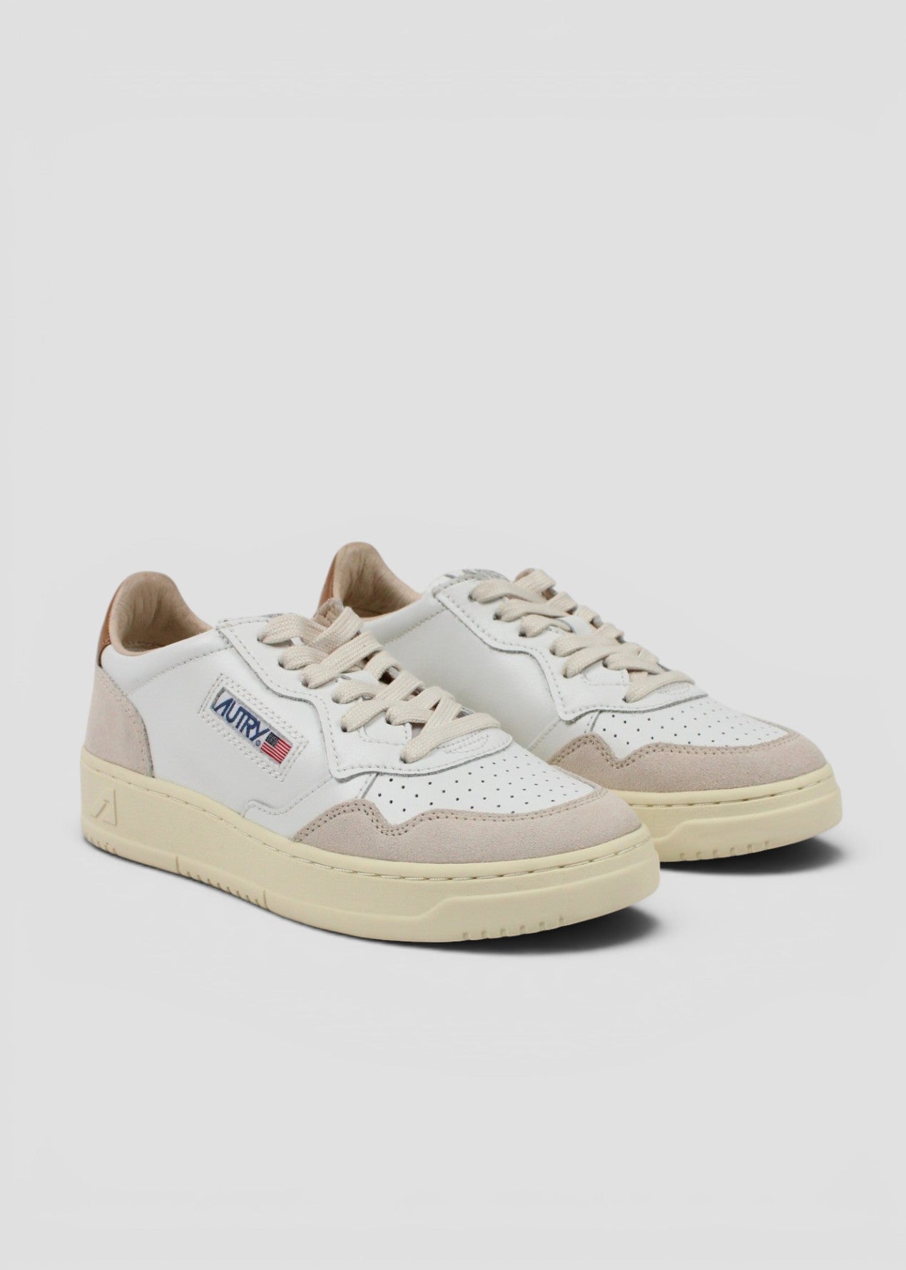 AULW-LS02  SNEAKERS DONNA  MEDALIST LEAT/SUEDE WHT/BRNSUG