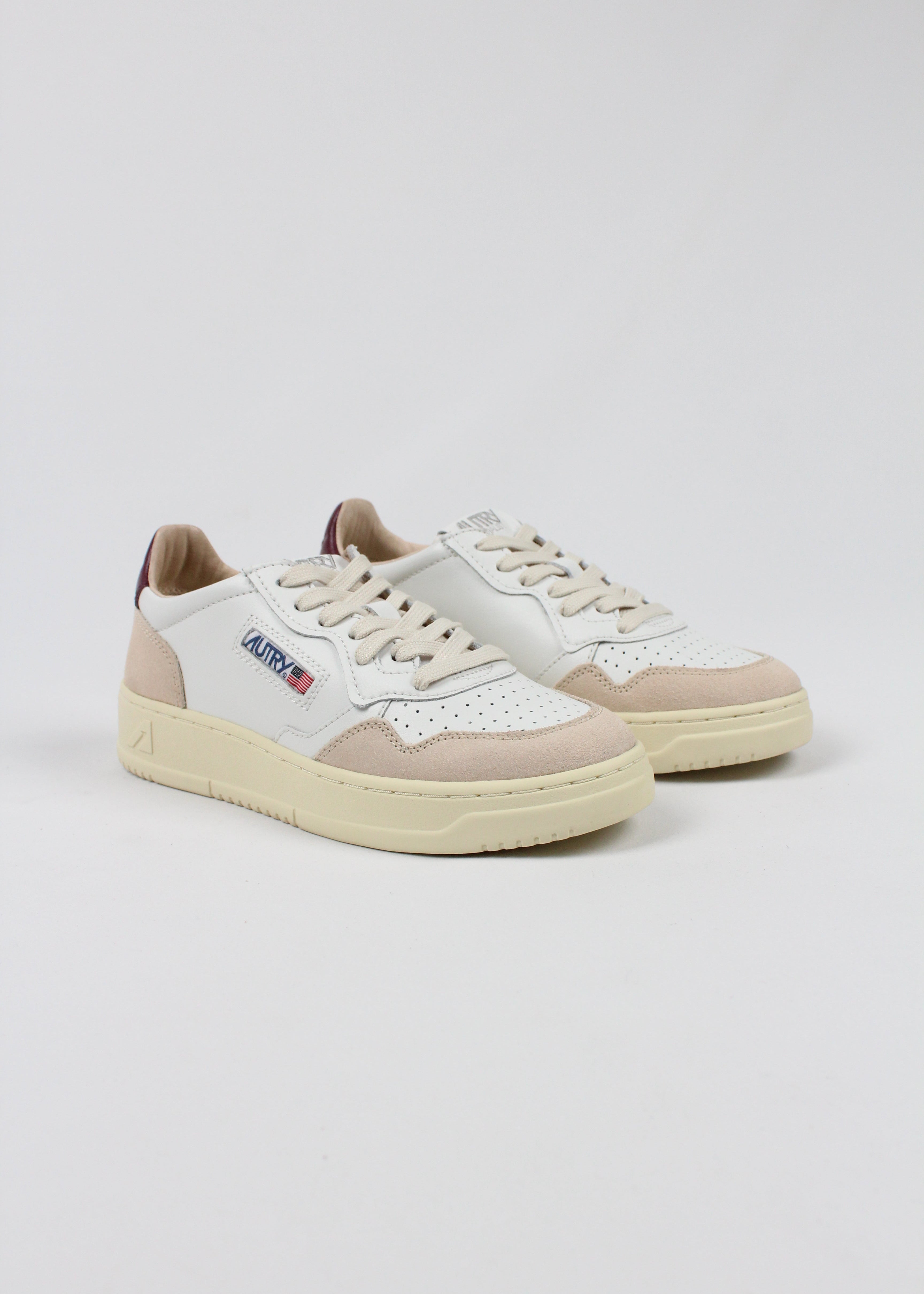 FW25 AULW-LS03  SNEAKERS MEDALIST LEAT/SUEDE WHT/BURGUND