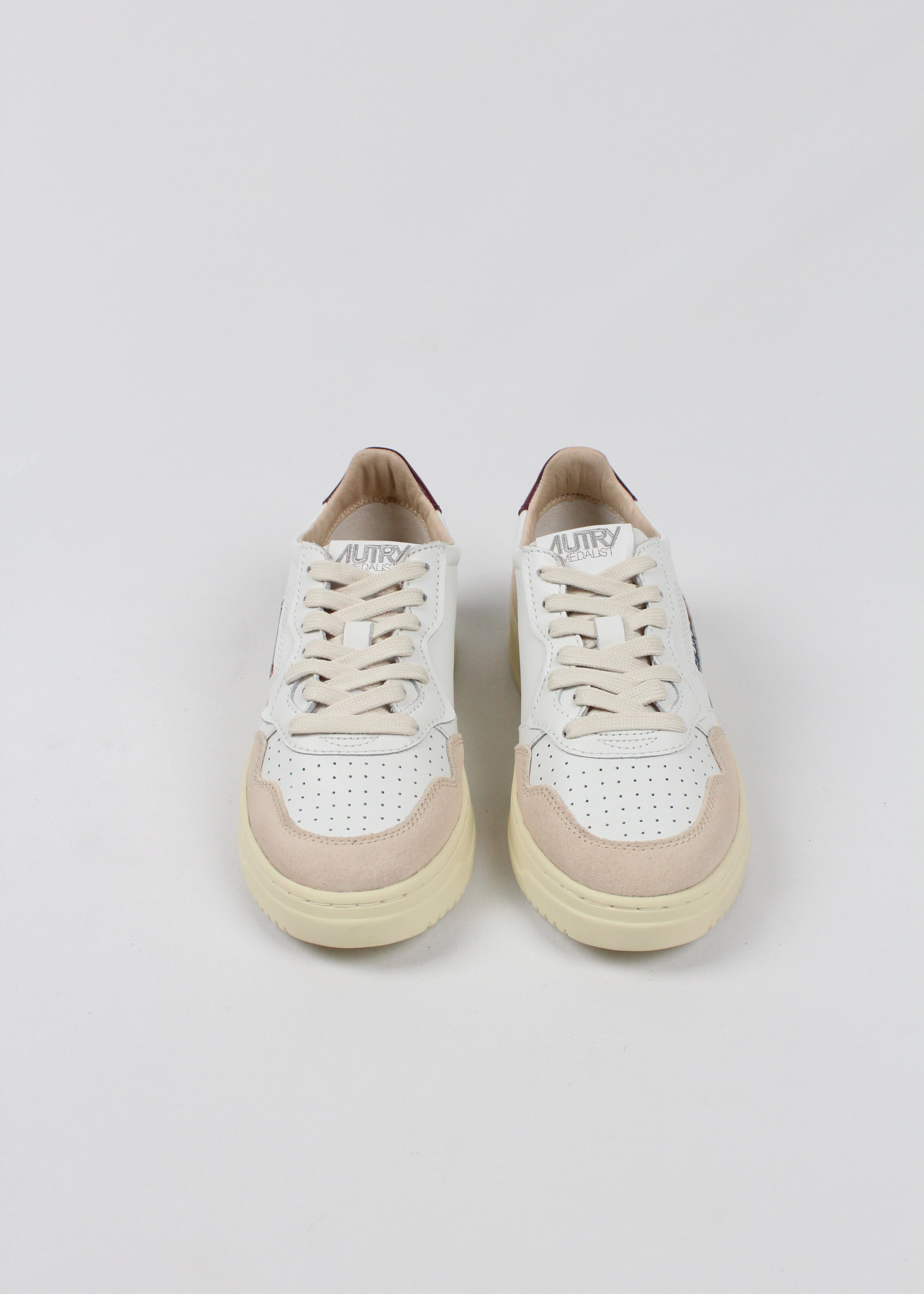 FW25 AULW-LS03  SNEAKERS MEDALIST LEAT/SUEDE WHT/BURGUND
