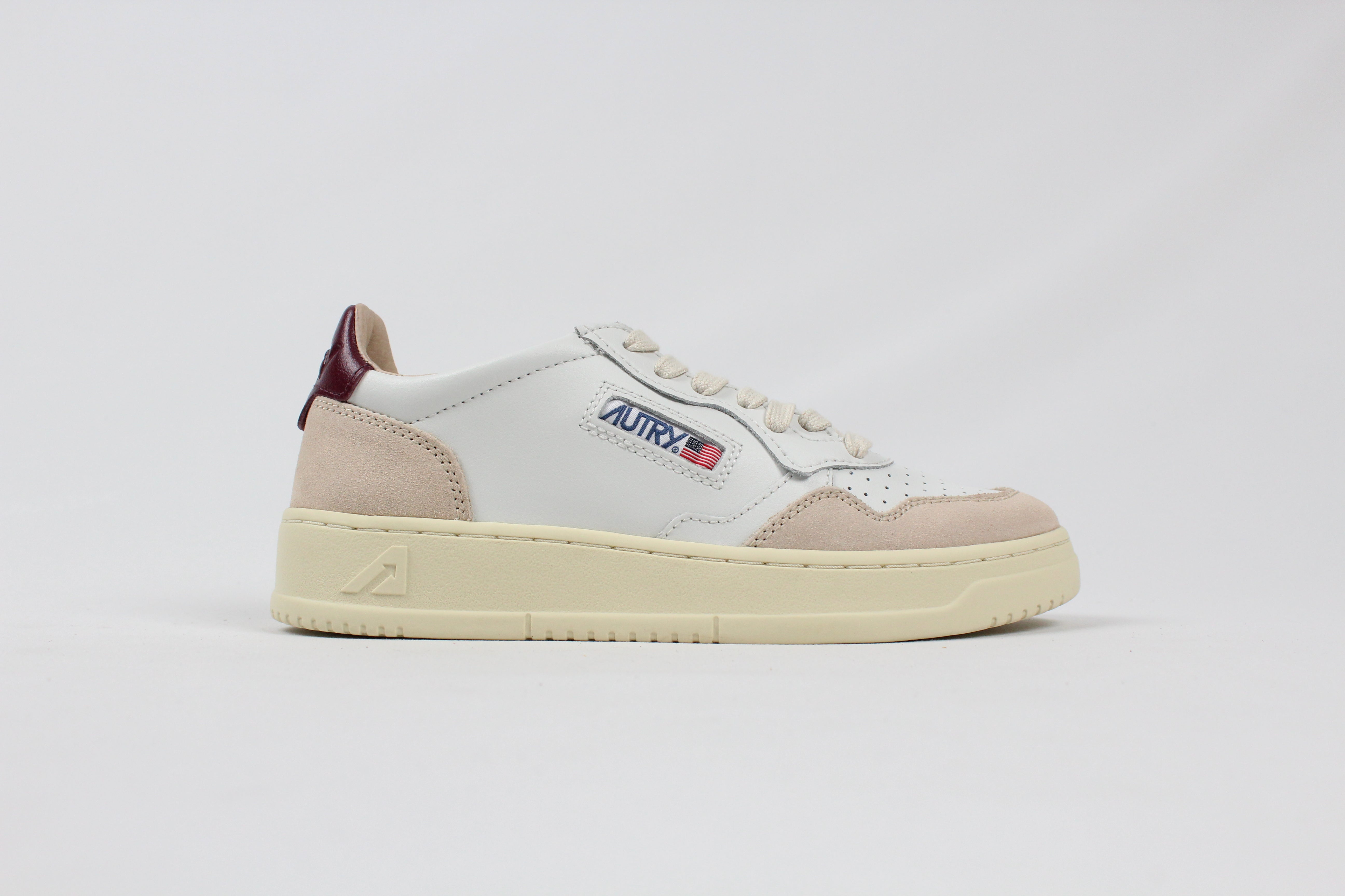 FW25 AULW-LS03  SNEAKERS MEDALIST LEAT/SUEDE WHT/BURGUND