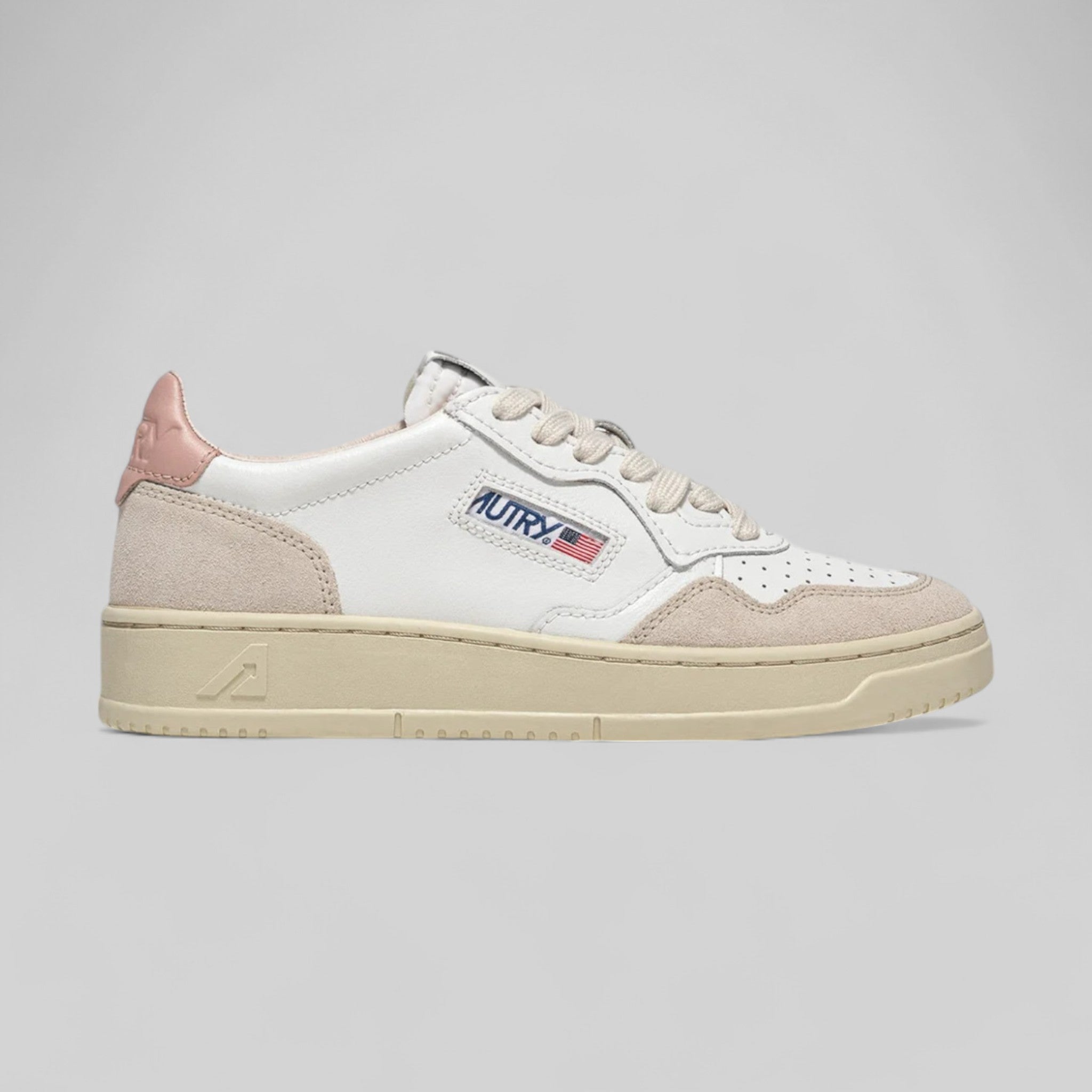 SNEAKERS AULW-LS37 MEDALIST LOW IN PELLE BIANCA E POWDER E SUEDE BEIGE