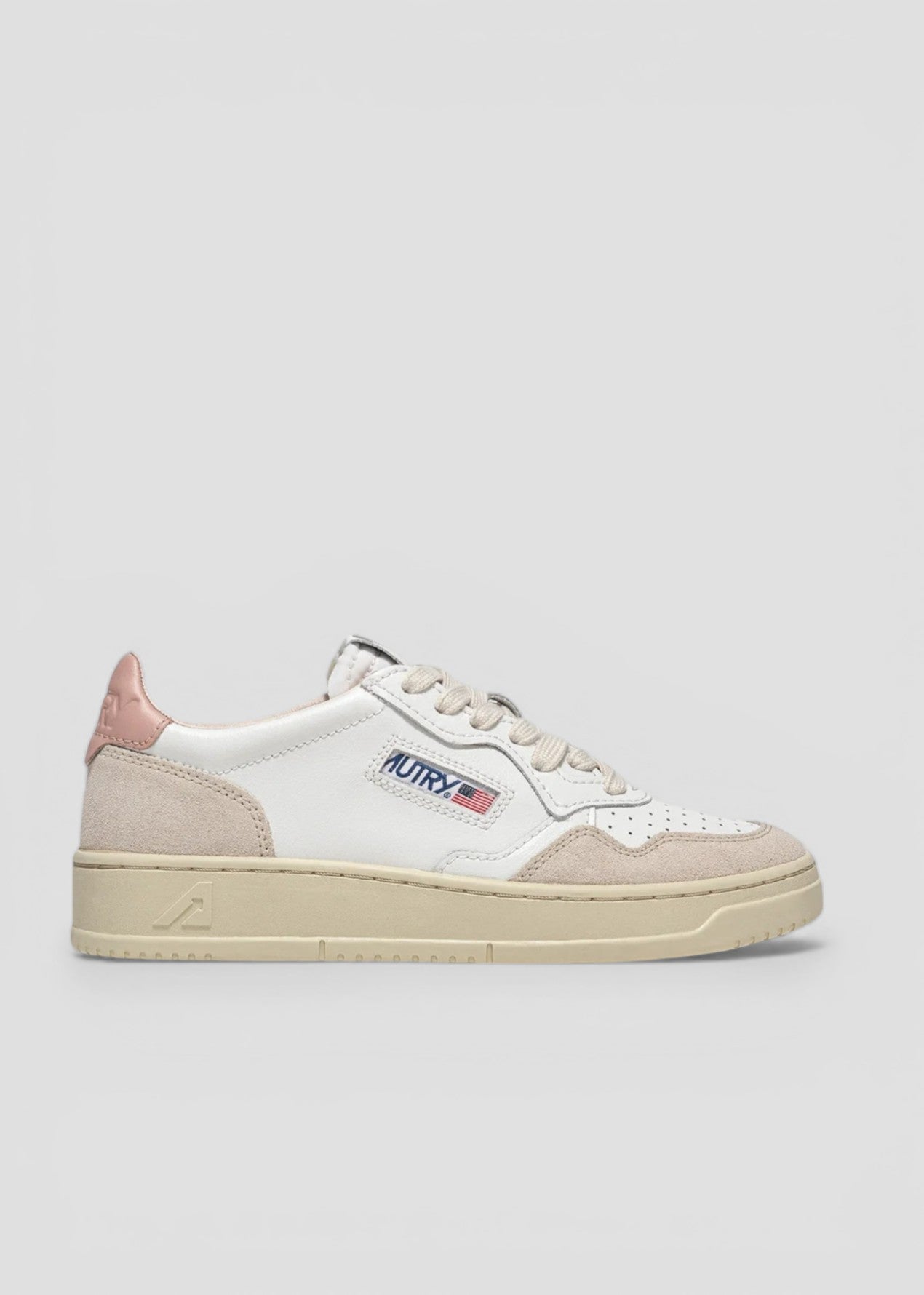 SNEAKERS AULW-LS37 MEDALIST LOW IN PELLE BIANCA E POWDER E SUEDE BEIGE